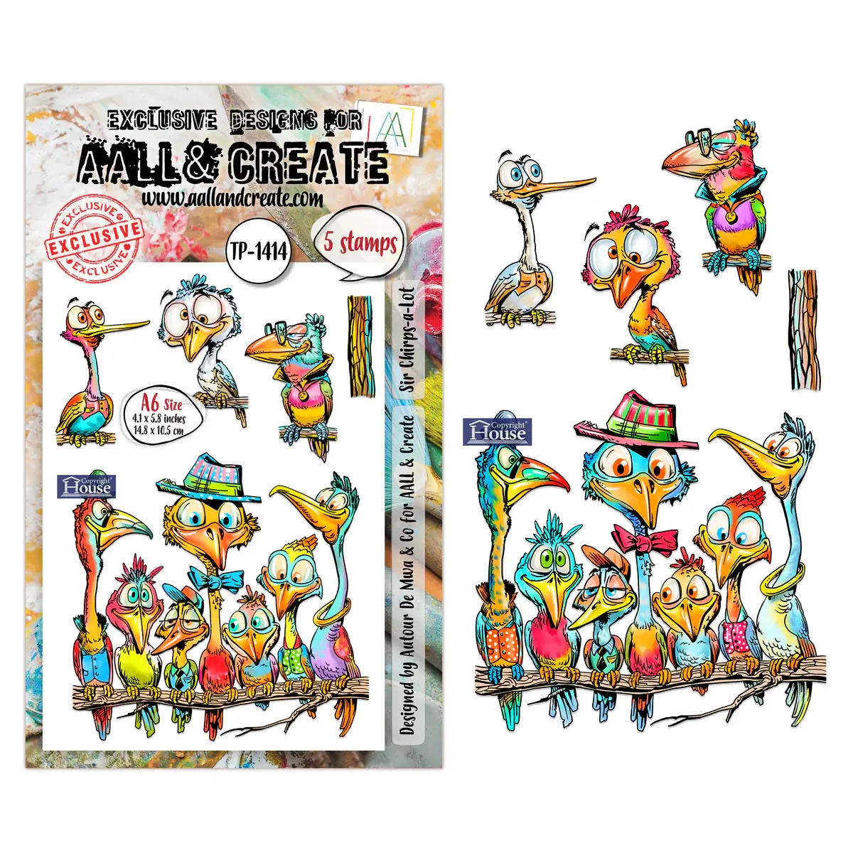 AALL & CREATE AALL & CREATE AUTOUR DE MWA #1414 CHIRPS-A-LOT A6 CLEAR STAMP SET