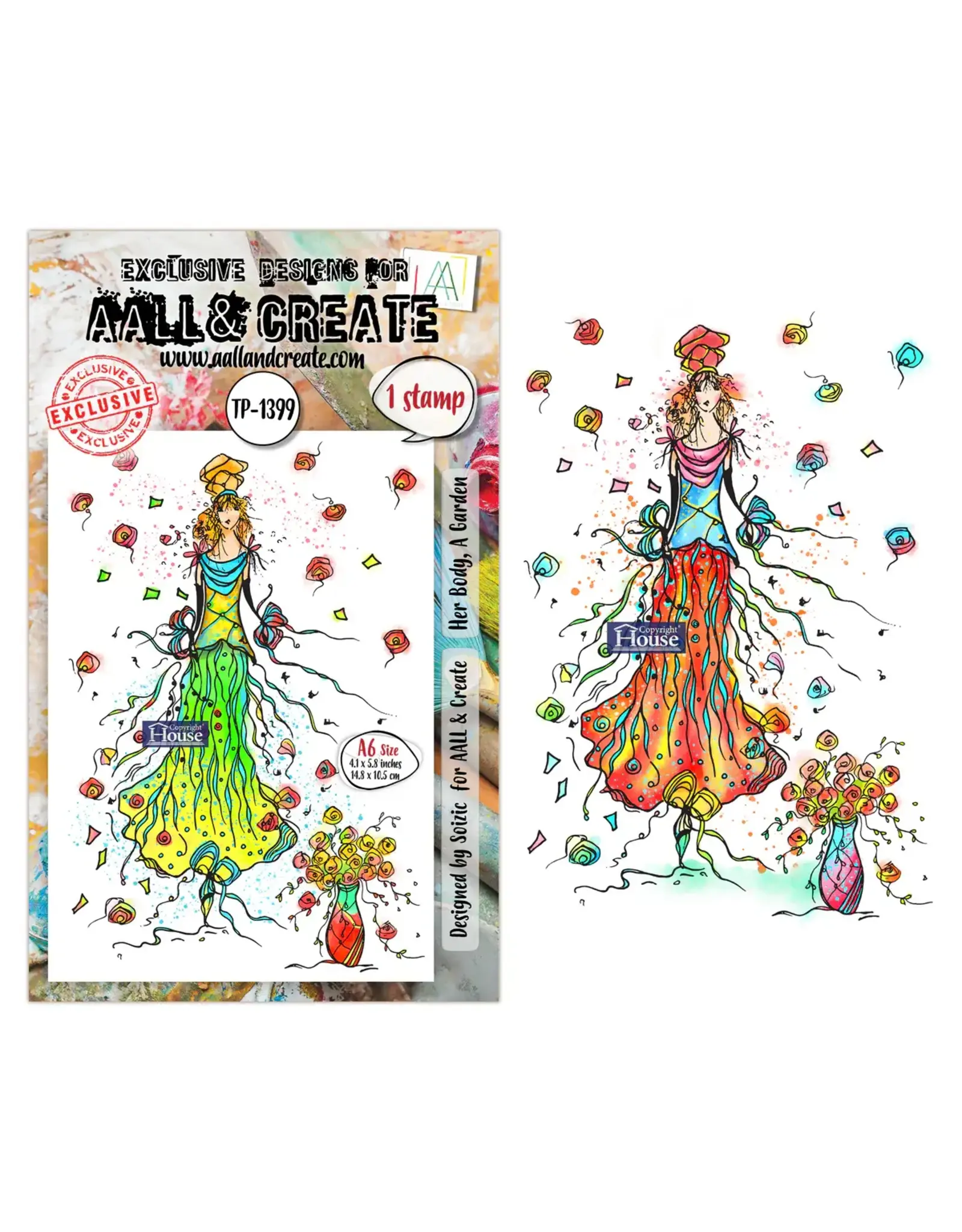 AALL & CREATE AALL & CREATE SOIZIC #1399 HER BODY, A GARDEN A6 CLEAR STAMP SET