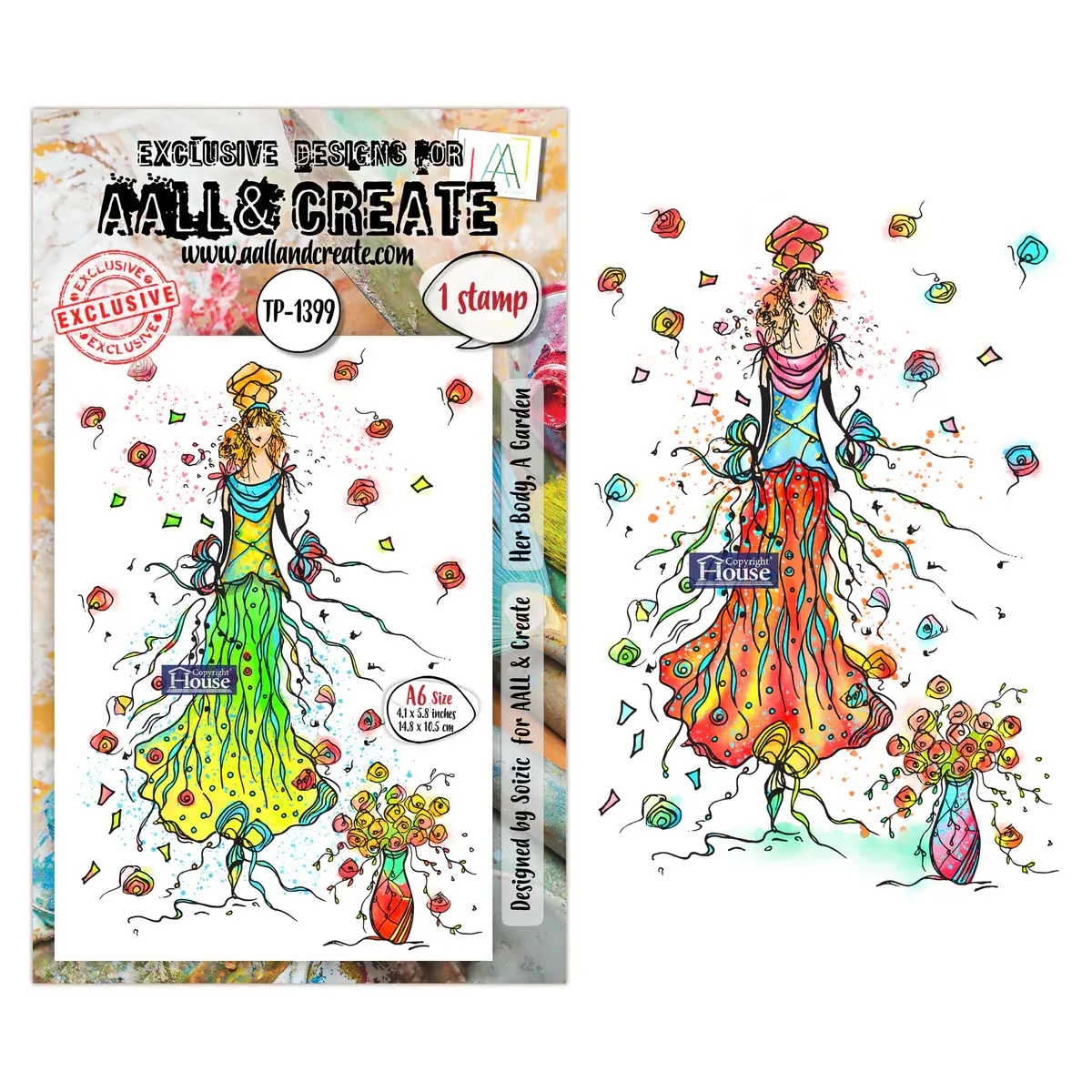 AALL & CREATE AALL & CREATE SOIZIC #1399 HER BODY, A GARDEN A6 CLEAR STAMP SET
