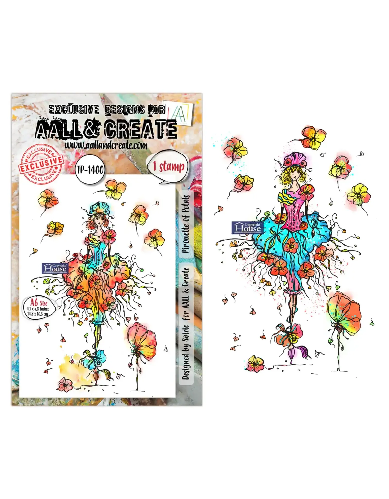 AALL & CREATE AALL & CREATE SOIZIC #1400 PIROUETTE OF PETALS A6 CLEAR STAMP SET
