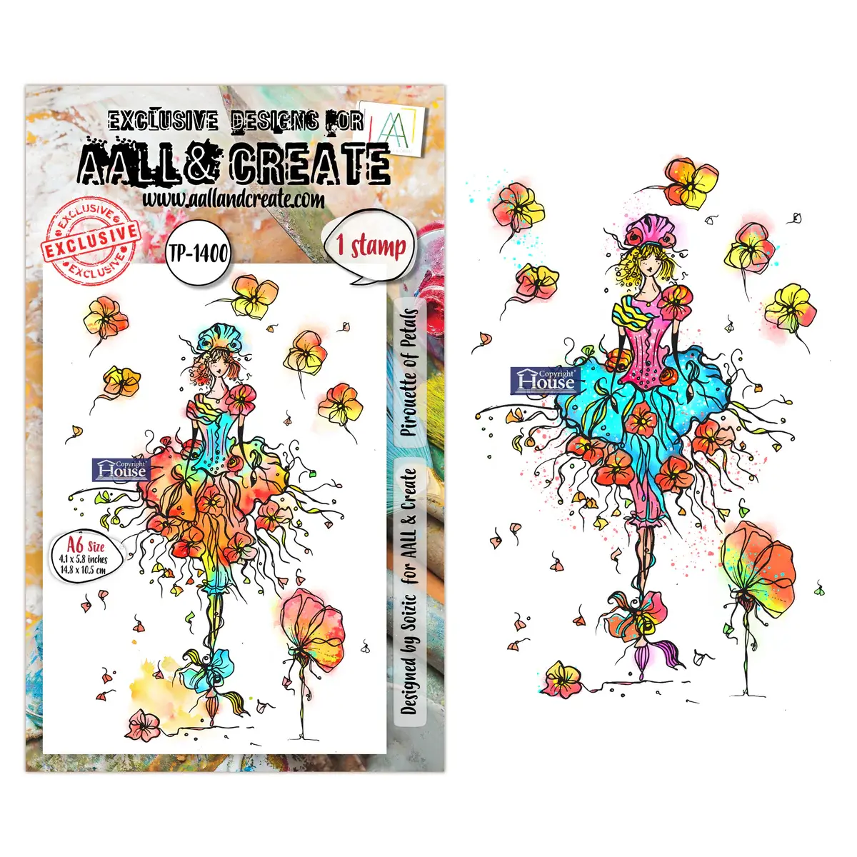 AALL & CREATE AALL & CREATE SOIZIC #1400 PIROUETTE OF PETALS A6 CLEAR STAMP SET
