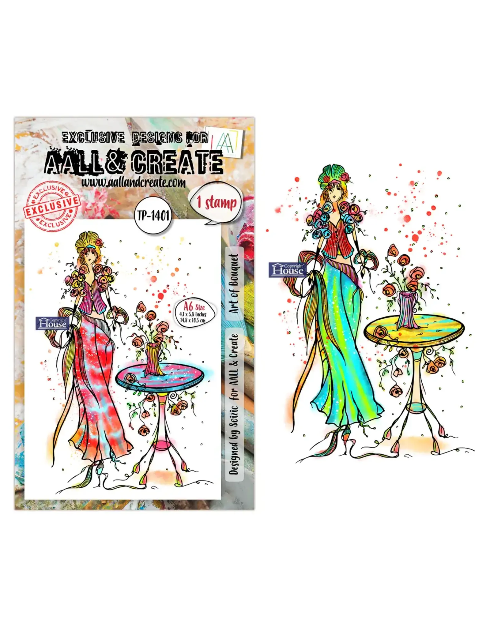 AALL & CREATE AALL & CREATE SOIZIC #1401 ART OF BOUQUET A6 CLEAR STAMP SET