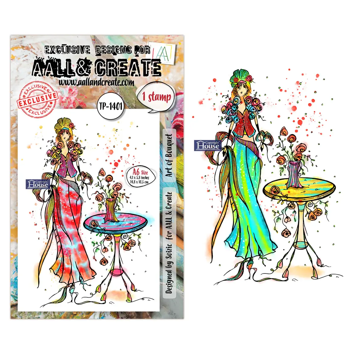 AALL & CREATE AALL & CREATE SOIZIC #1401 ART OF BOUQUET A6 CLEAR STAMP SET