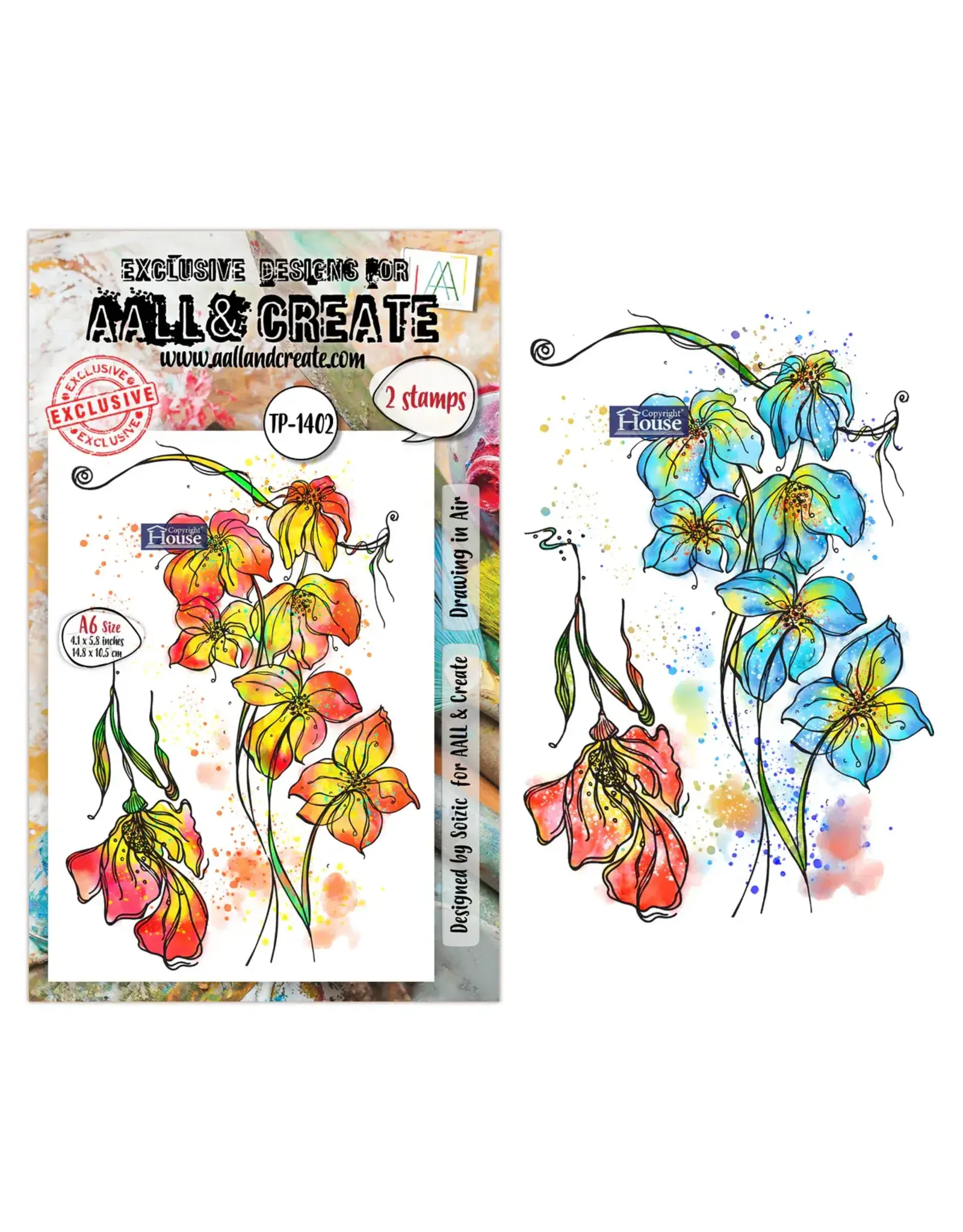 AALL & CREATE AALL & CREATE SOIZIC #1402 DRAWING IN AIR A6 CLEAR STAMP SET