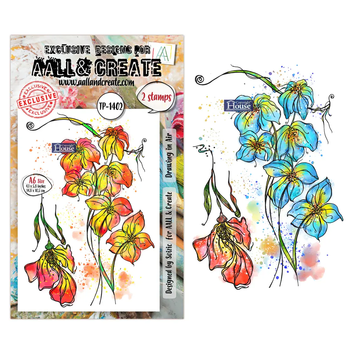 AALL & CREATE AALL & CREATE SOIZIC #1402 DRAWING IN AIR A6 CLEAR STAMP SET