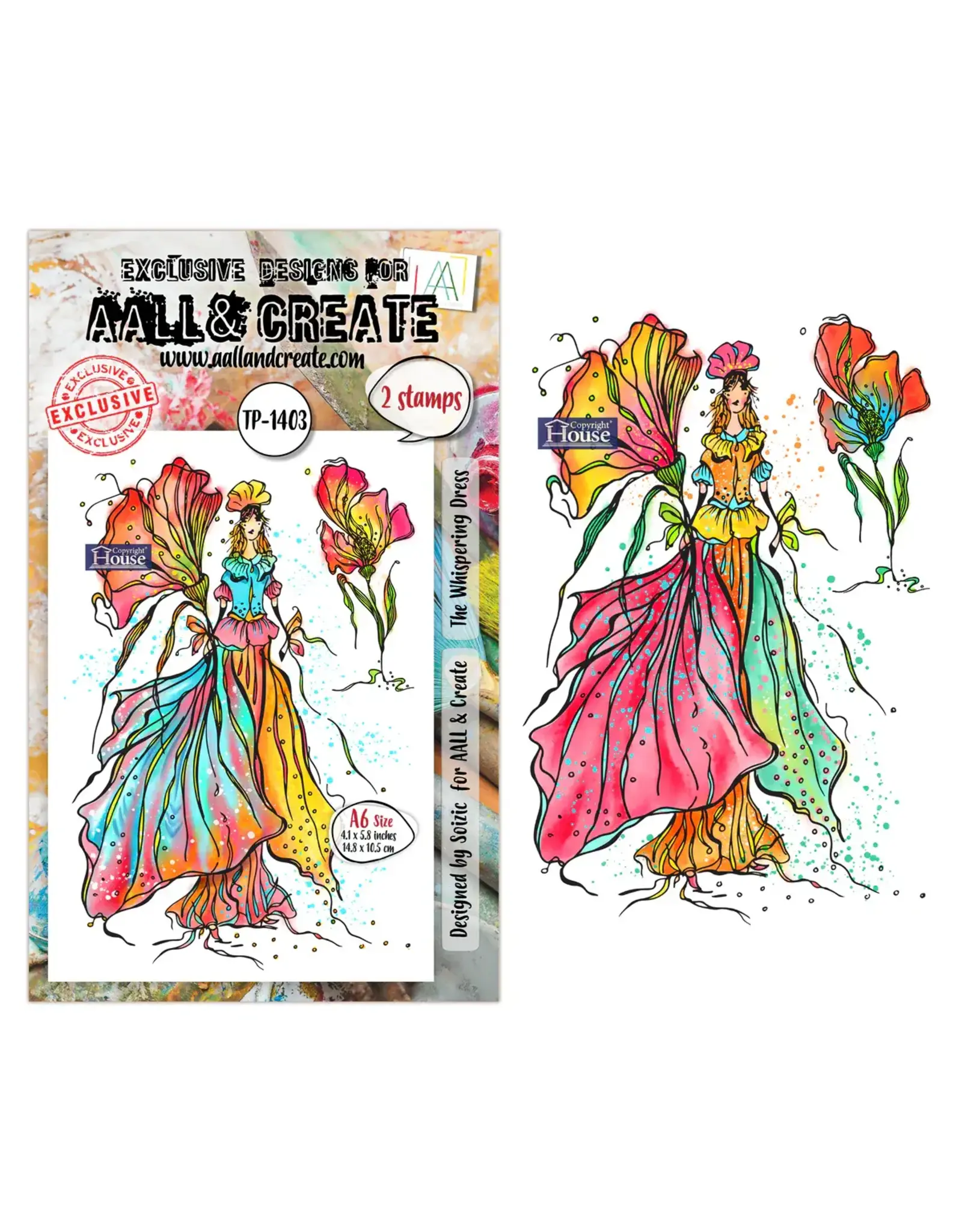 AALL & CREATE AALL & CREATE SOIZIC #1403 WHISPERING DRESS A6 CLEAR STAMP SET