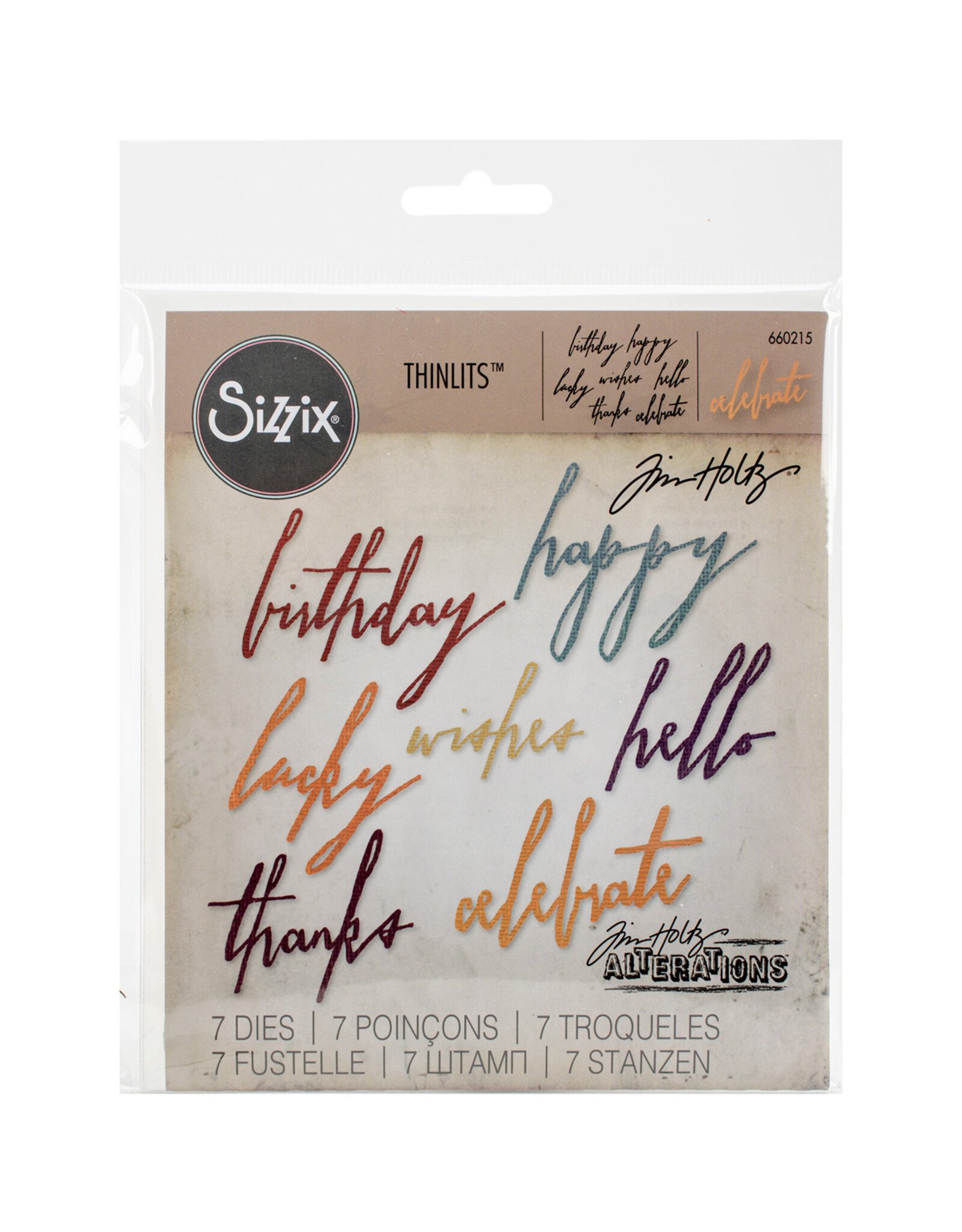 SIZZIX SIZZIX TIM HOLTZ THINLITS HANDWRITTEN CELEBRATE DIE SET
