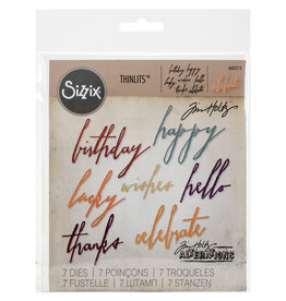 SIZZIX SIZZIX TIM HOLTZ THINLITS HANDWRITTEN CELEBRATE DIE SET
