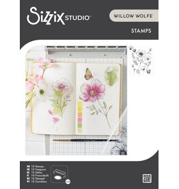 SIZZIX SIZZIX WILLOW WOLFE COSMOS AND BUTTERFLIES CLEAR STAMP SET