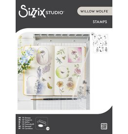 SIZZIX SIZZIX WILLOW WOLFE FLORAL FRAMES AND MINI FLOWERS CLEAR STAMP SET