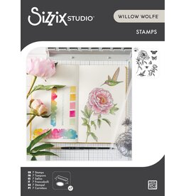 SIZZIX SIZZIX WILLOW WOLFE FLOWERS AND CREATURES CLEAR STAMP SET