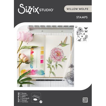 SIZZIX SIZZIX WILLOW WOLFE FLOWERS AND CREATURES CLEAR STAMP SET
