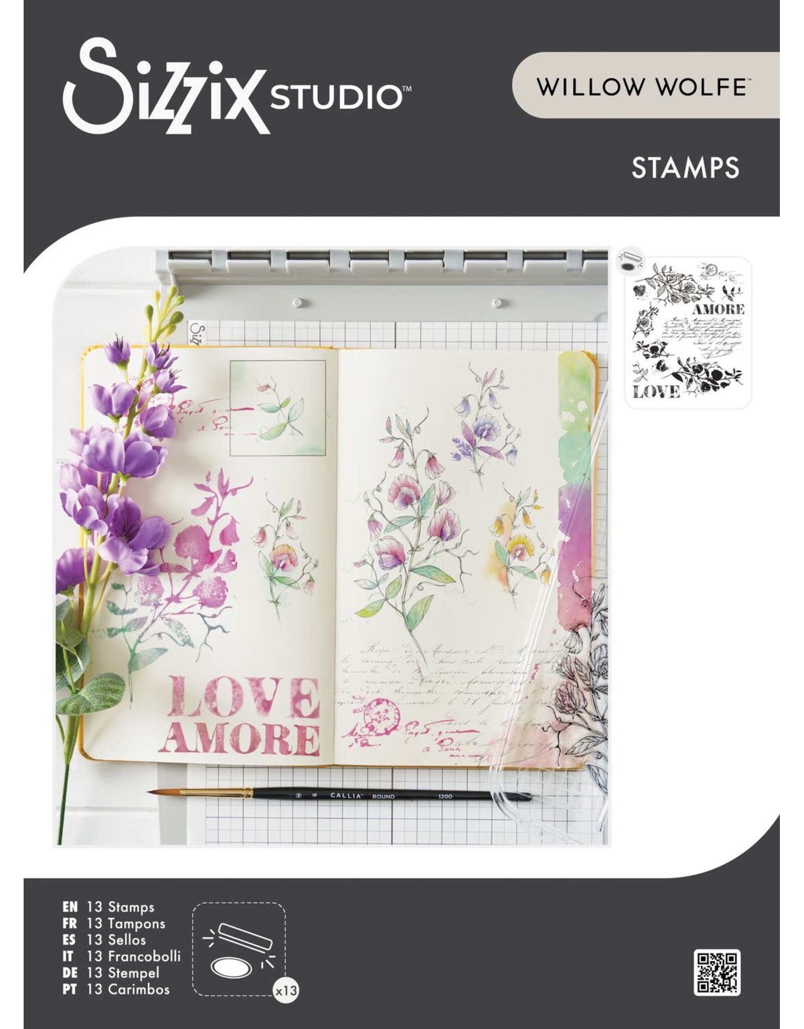 SIZZIX SIZZIX WILLOW WOLFE LOVE LETTERS CLEAR STAMP SET