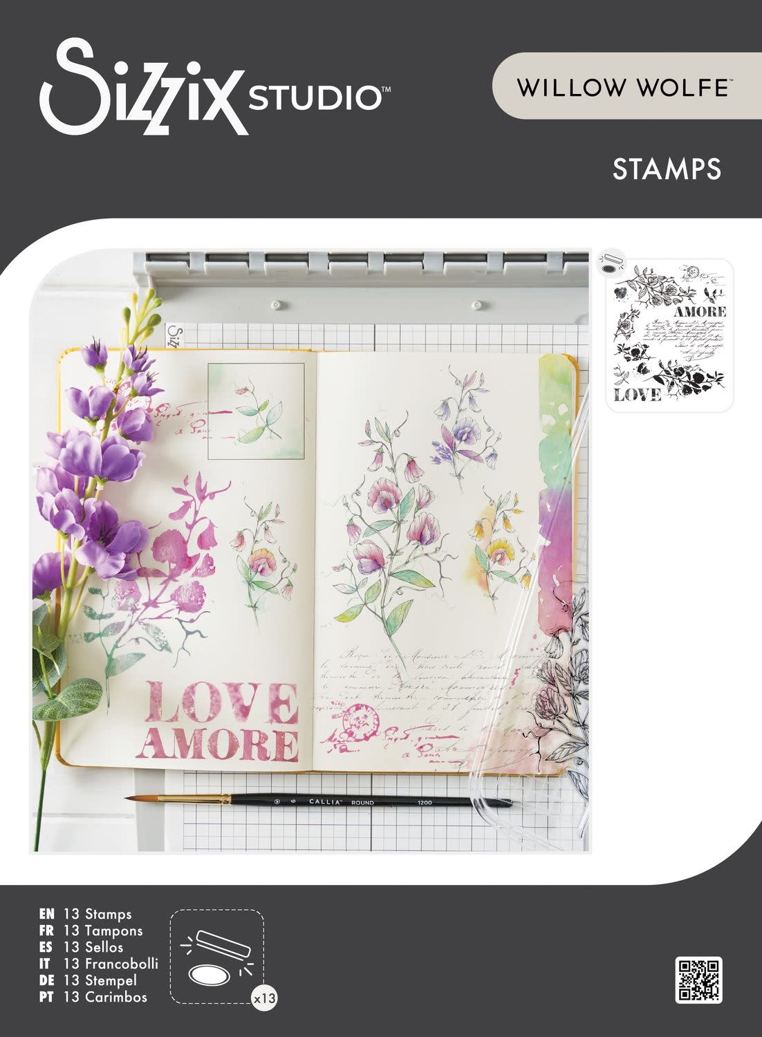 SIZZIX SIZZIX WILLOW WOLFE LOVE LETTERS CLEAR STAMP SET