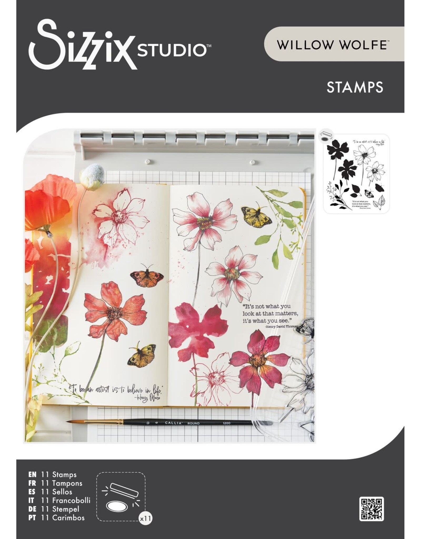 SIZZIX SIZZIX WILLOW WOLFE WILD BLOOMS CLEAR STAMP SET