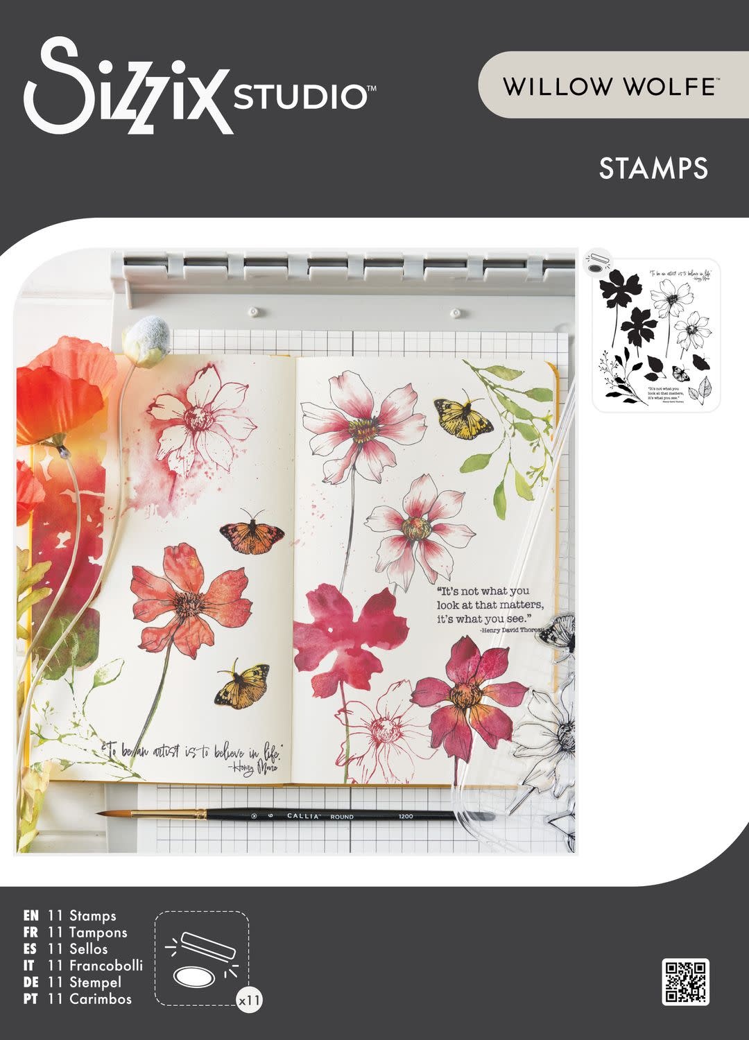 SIZZIX SIZZIX WILLOW WOLFE WILD BLOOMS CLEAR STAMP SET