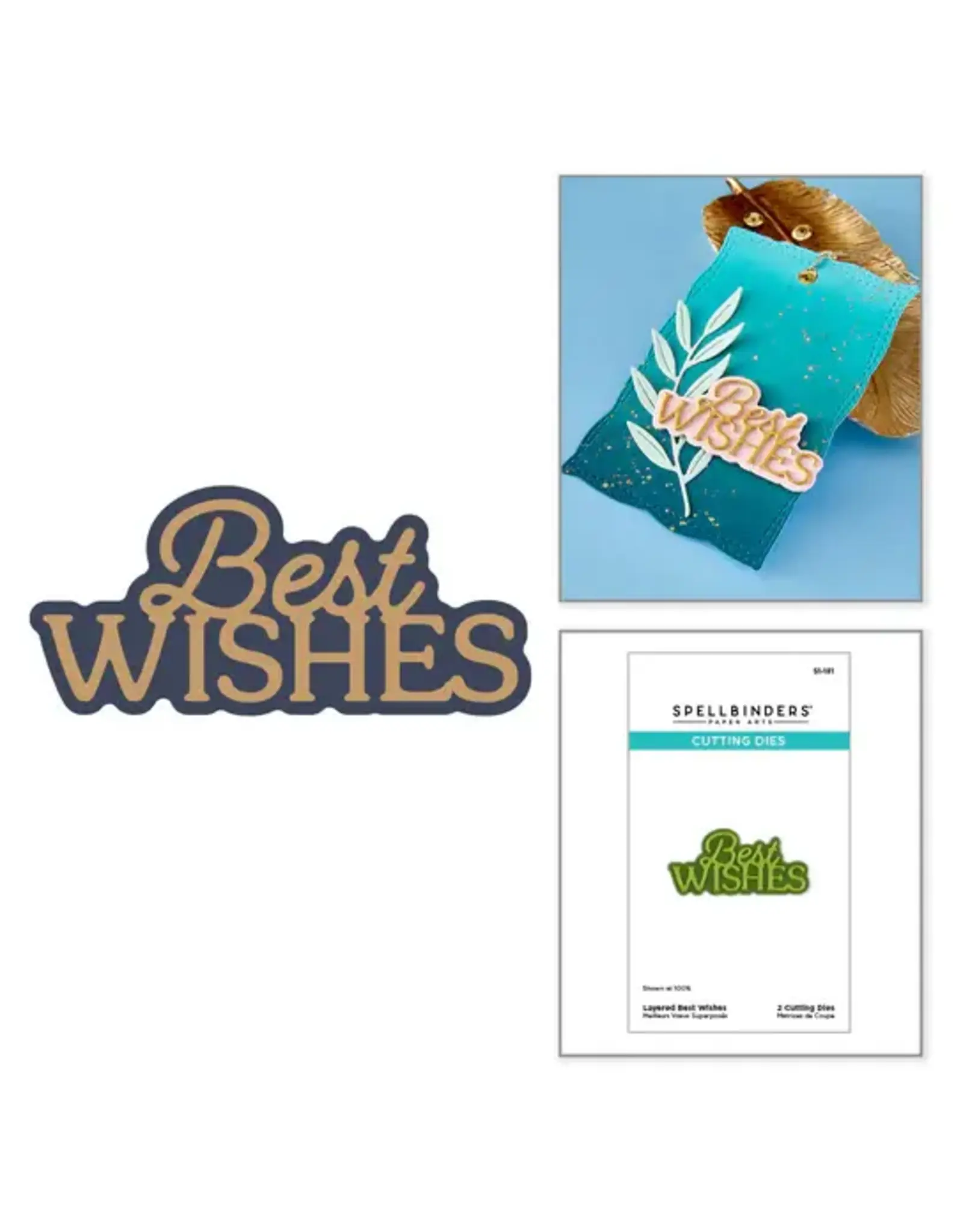 SPELLBINDERS SPELLBINDERS ESSENTIALLY YOURS SENTIMENTS LAYERED BEST WISHES DIE SET