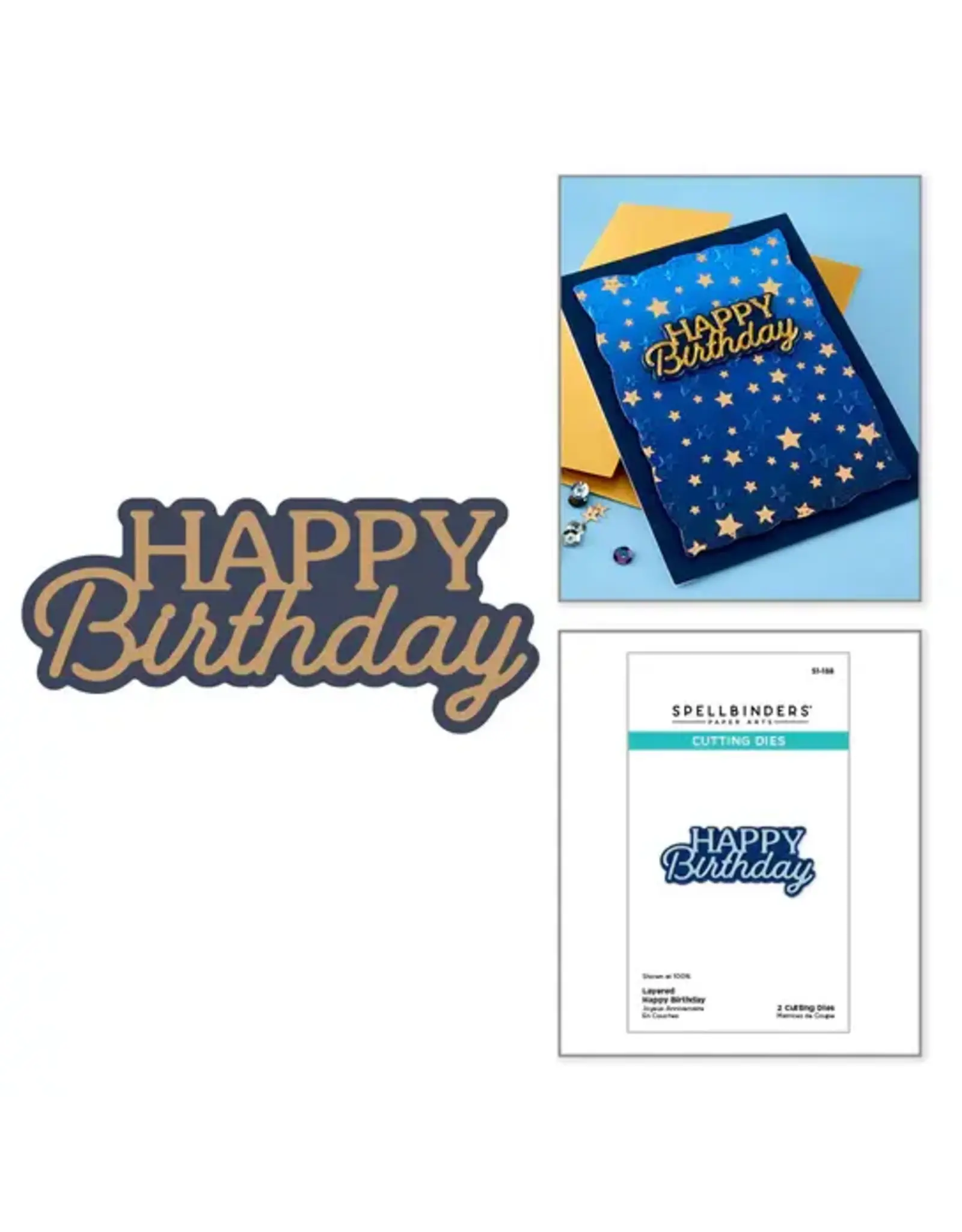 SPELLBINDERS SPELLBINDERS ESSENTIALLY YOURS SENTIMENTS LAYERED HAPPY BIRTHDAY DIE SET