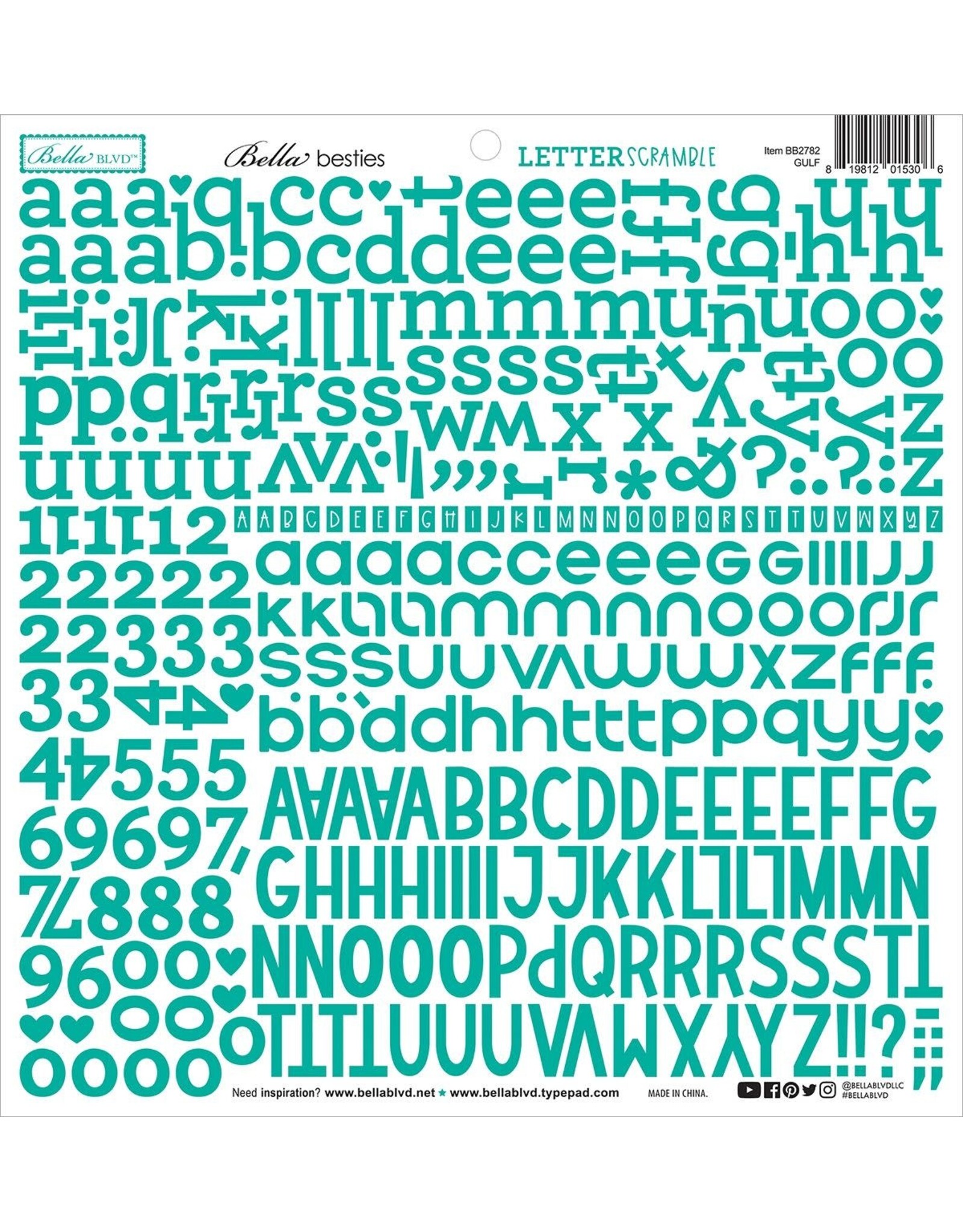BELLA BLVD BELLA BLVD BELLA BESTIES GULF LETTER SCRAMBLE 12x12 ALPHA CARDSTOCK STICKERS