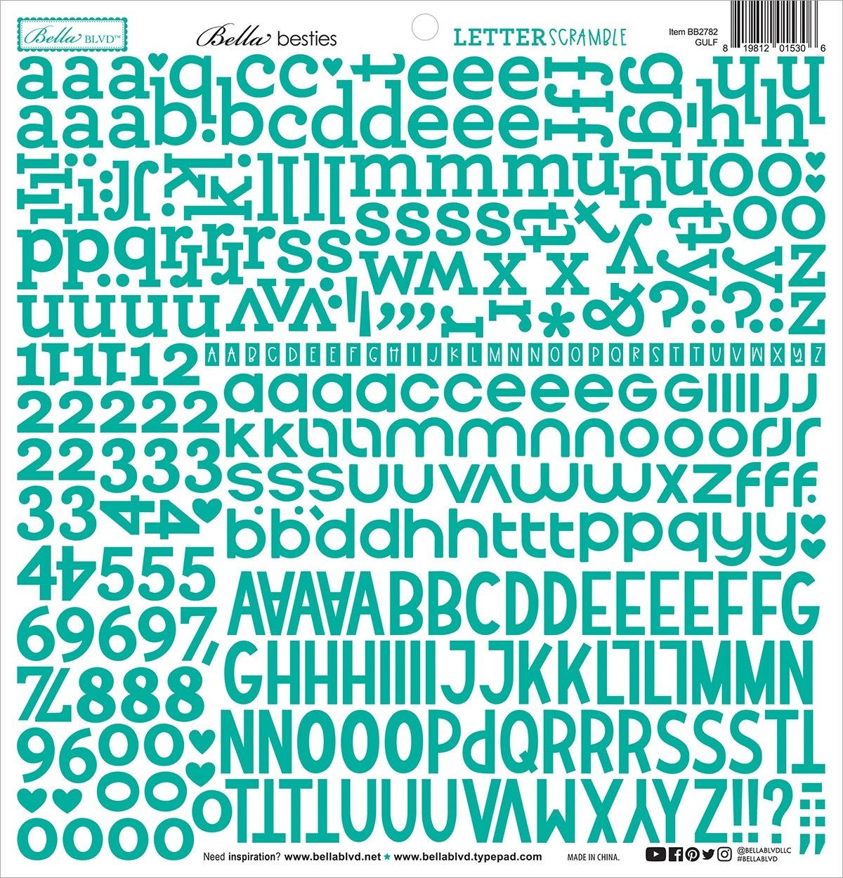 BELLA BLVD BELLA BESTIES GULF LETTER SCRAMBLE 12x12 ALPHA CARDSTOCK STICKERS