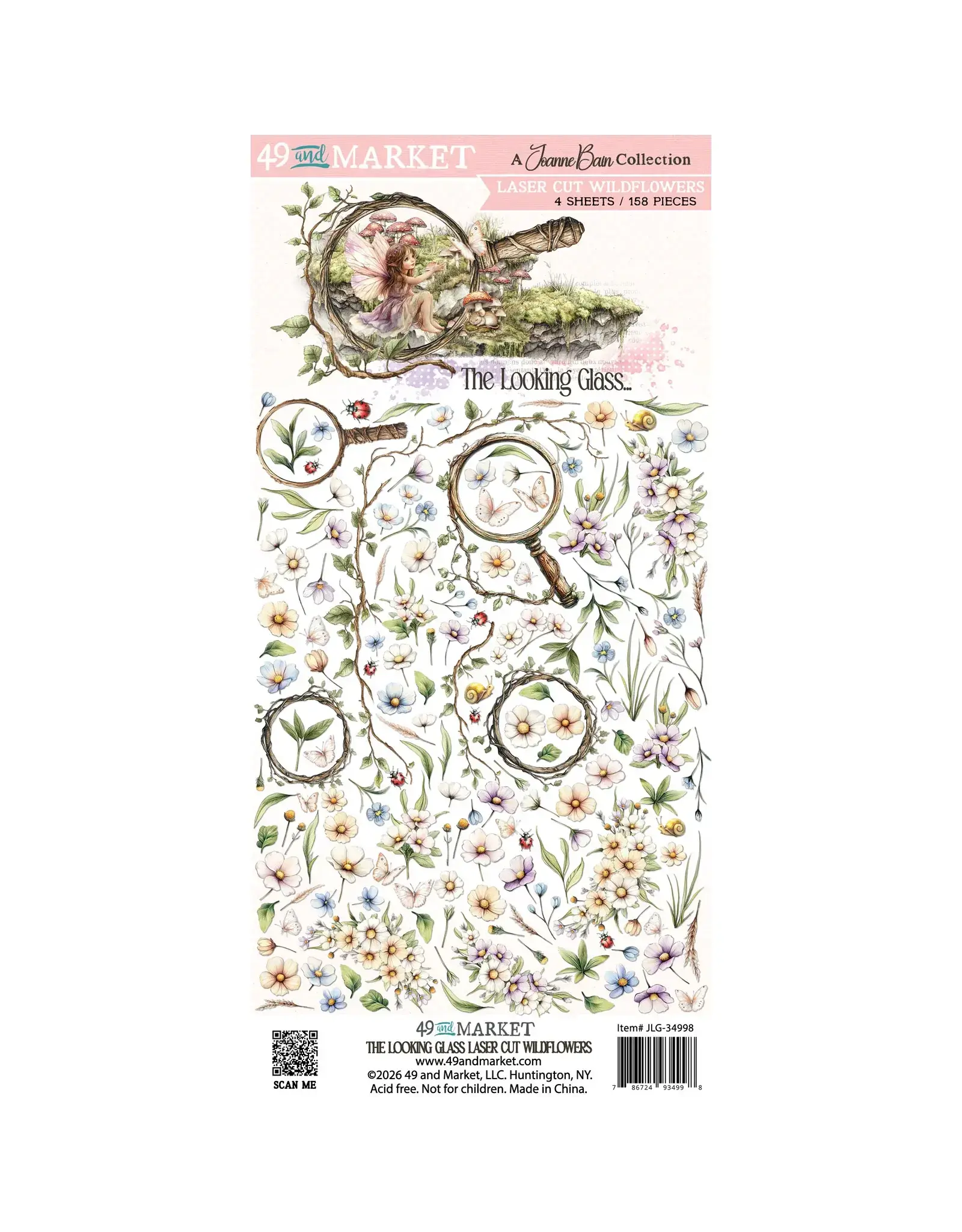 49 AND MARKET 49 AND MARKET THE LOOKING GLASS 6x12 LASER CUT WILDFLOWERS