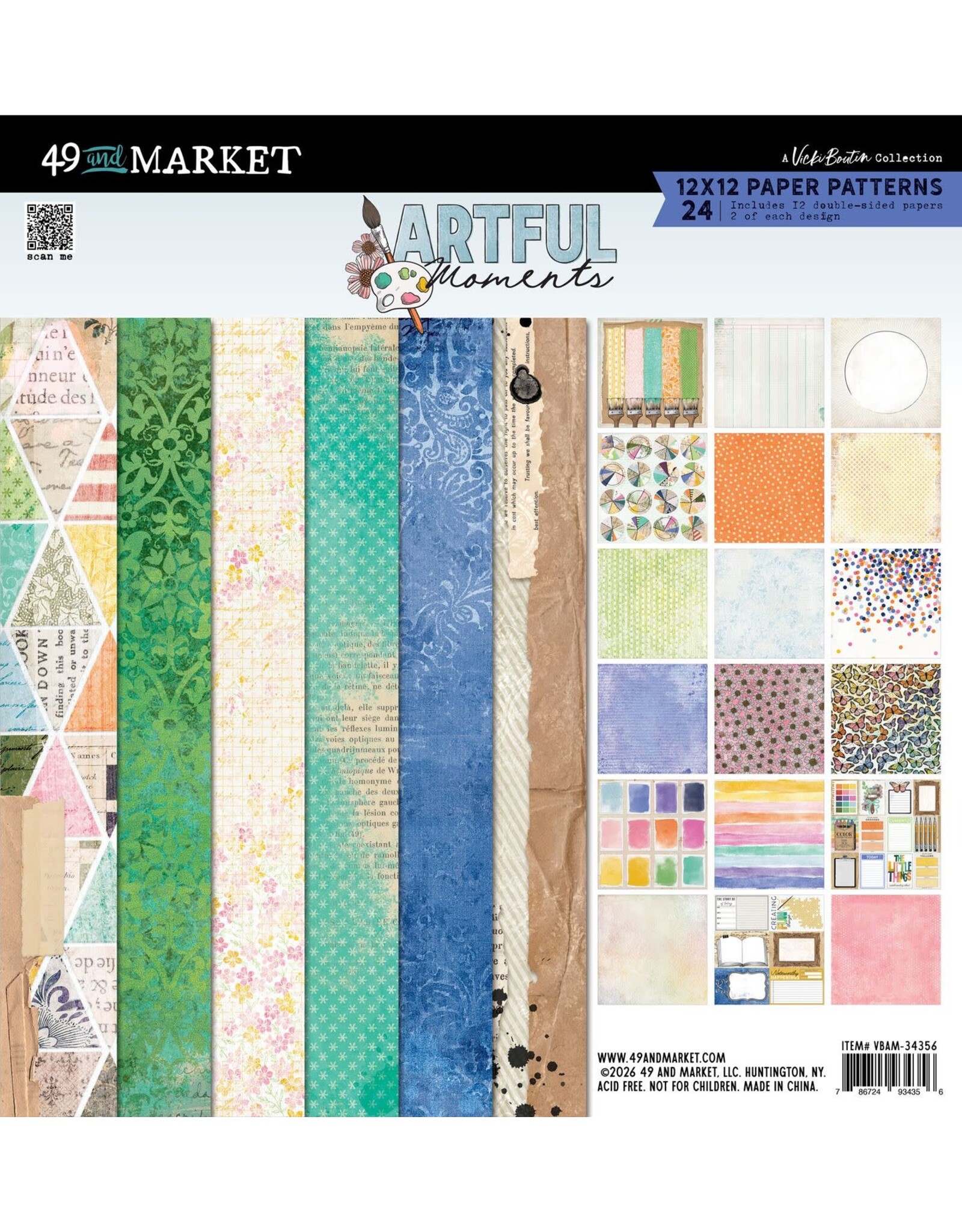 49 AND MARKET 49 AND MARKET ARTFUL MOMENTS 12x12 PAPER PAD