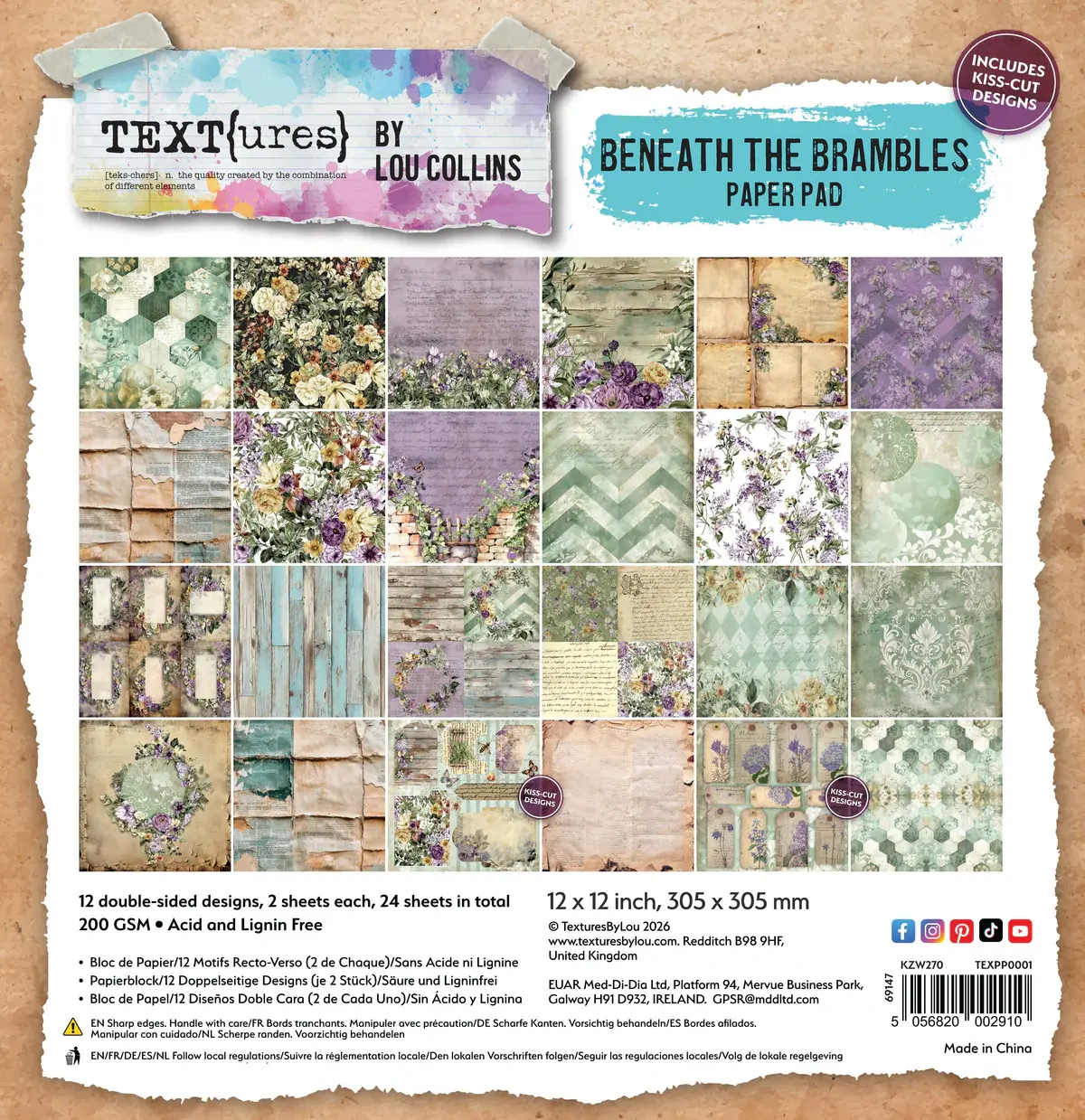 ARDEN CREATIVE STUDIO ARDEN CREATIVE STUDIO BENEATH THE BRAMBLES 12x12 PAPER PAD 24 SHEETS
