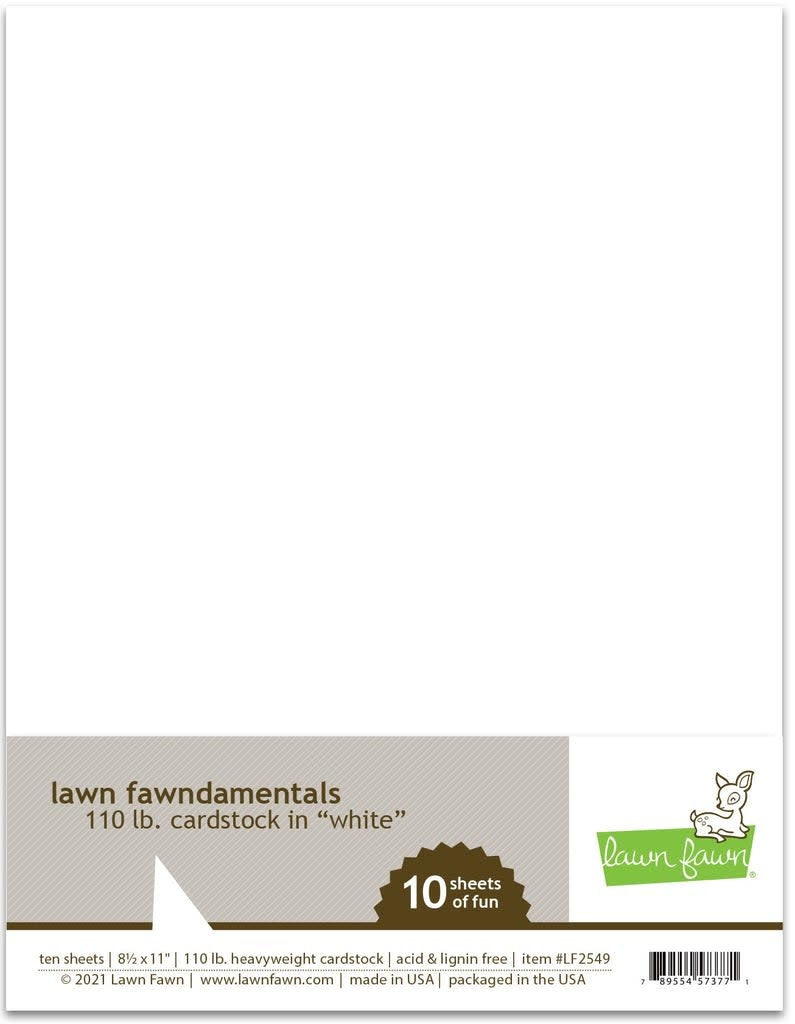 LAWN FAWN LAWN FAWN FAWNDAMENTALS WHITE 110LB. CARDSTOCK 10 SHEETS