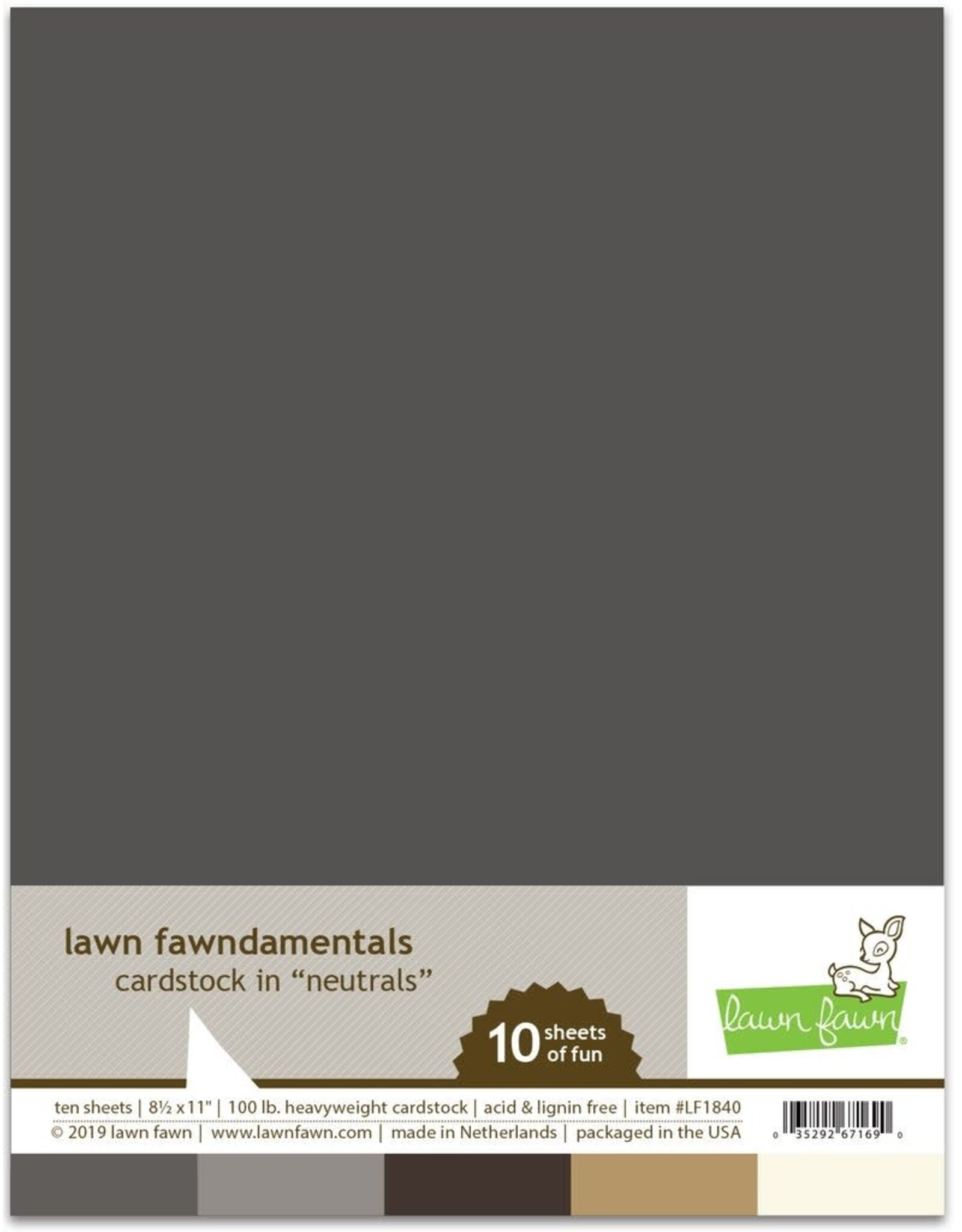 LAWN FAWN LAWN FAWN NEUTRAL FAWNDAMENTALS CARDSTOCK 10 SHEETS