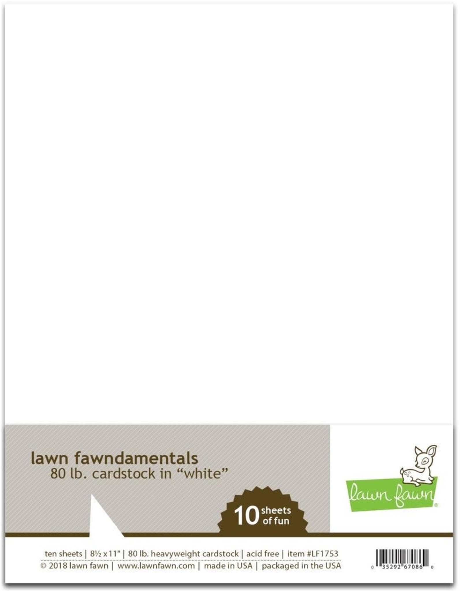 LAWN FAWN LAWN FAWN FAWNDAMENTALS WHITE 80LB. CARDSTOCK 10 SHEETS