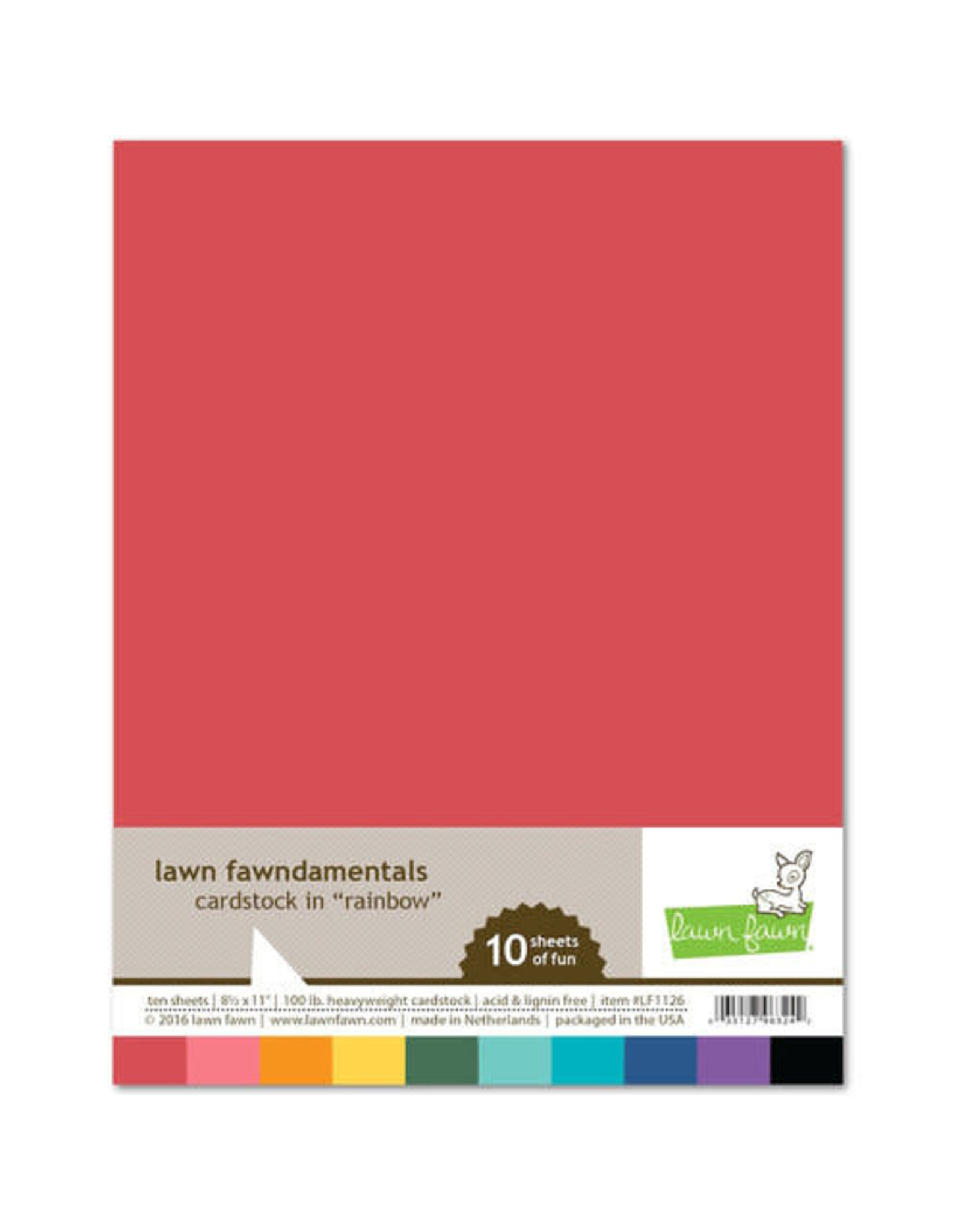 LAWN FAWN LAWN FAWN RAINBOW CARDSTOCK 8.5X11 10PK