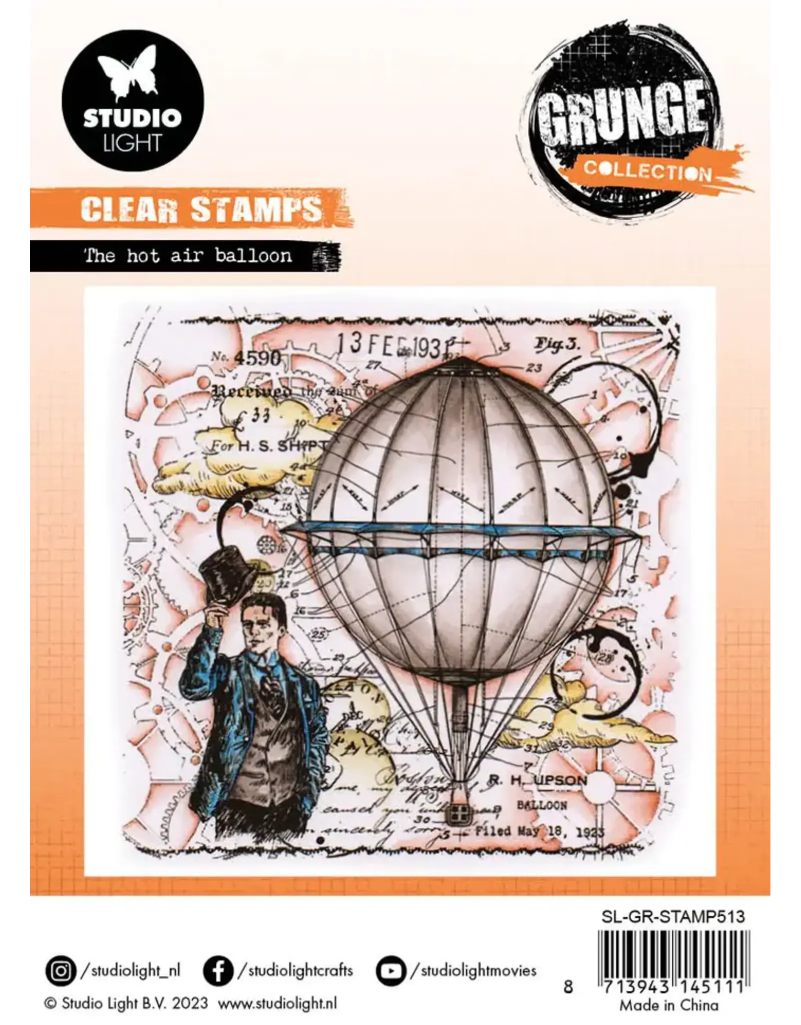 STUDIOLIGHT STUDIOLIGHT GRUNGE COLLECTION THE HOT AIR BALLOON CLEAR STAMP