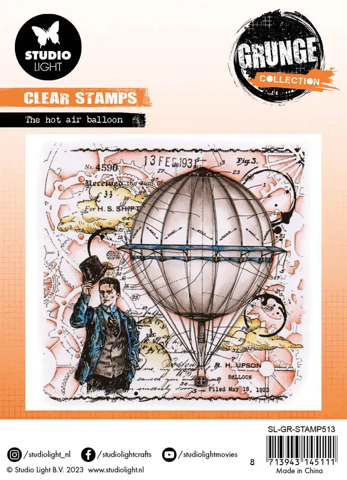 STUDIOLIGHT STUDIOLIGHT GRUNGE COLLECTION THE HOT AIR BALLOON CLEAR STAMP