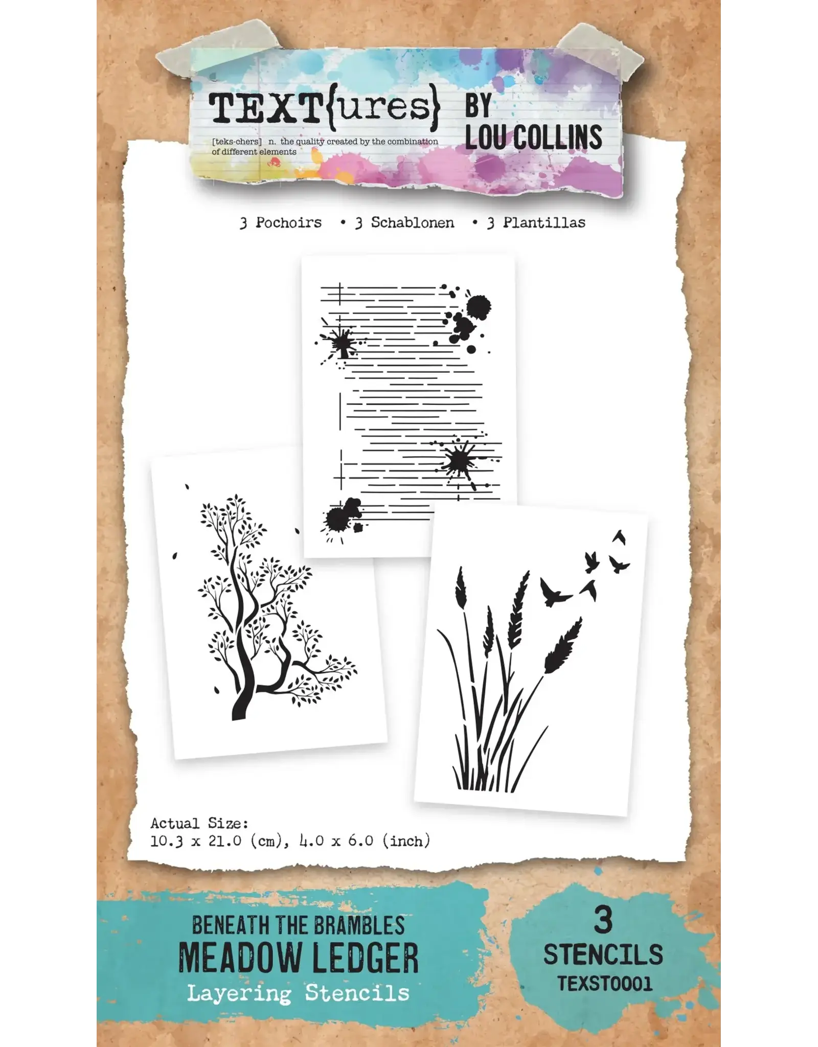 ARDEN CREATIVE STUDIO ARDEN CREATIVE STUDIO BENEATH THE BRAMBLES MEADOW LEDGER 4x6 LAYERING STENCIL SET