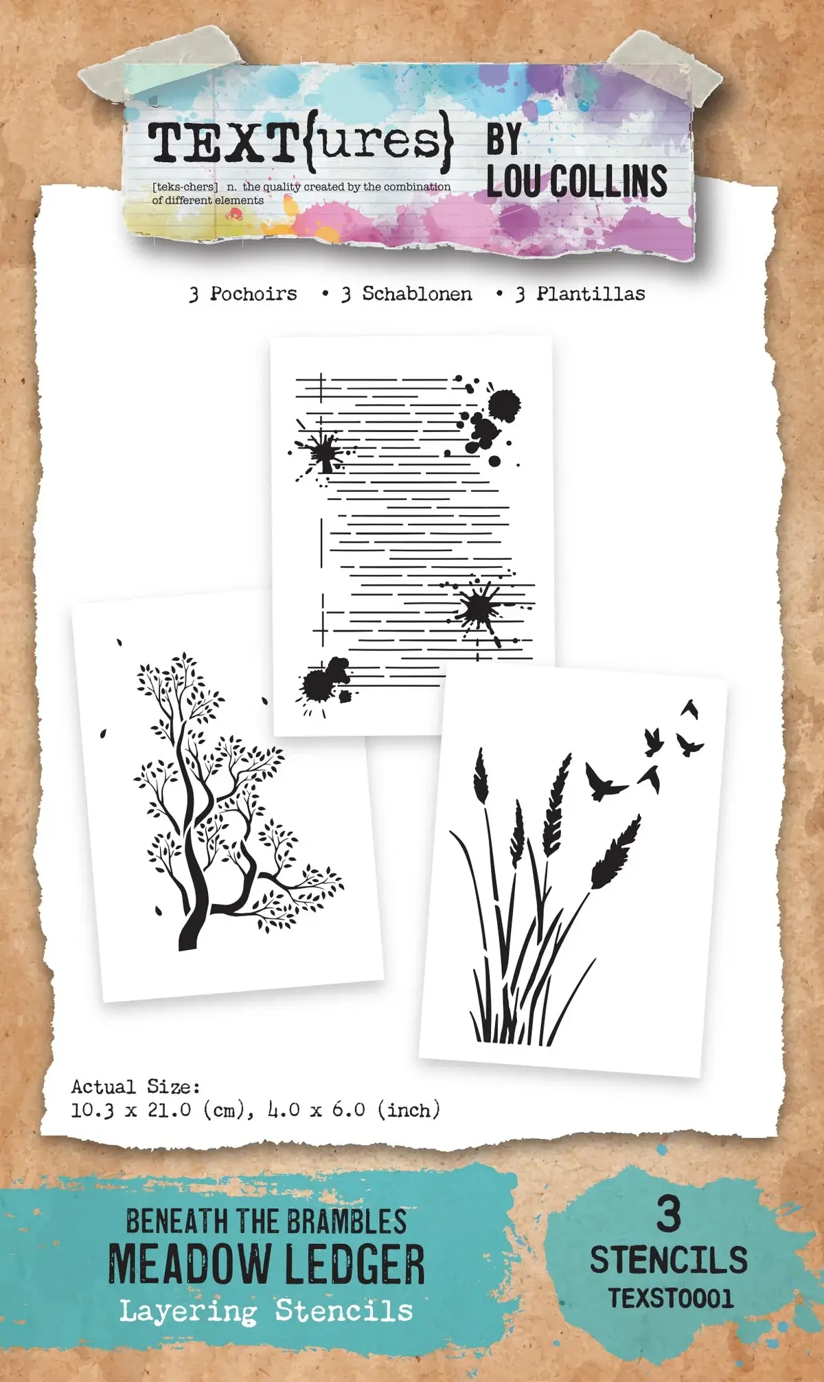 ARDEN CREATIVE STUDIO ARDEN CREATIVE STUDIO BENEATH THE BRAMBLES MEADOW LEDGER 4x6 LAYERING STENCIL SET