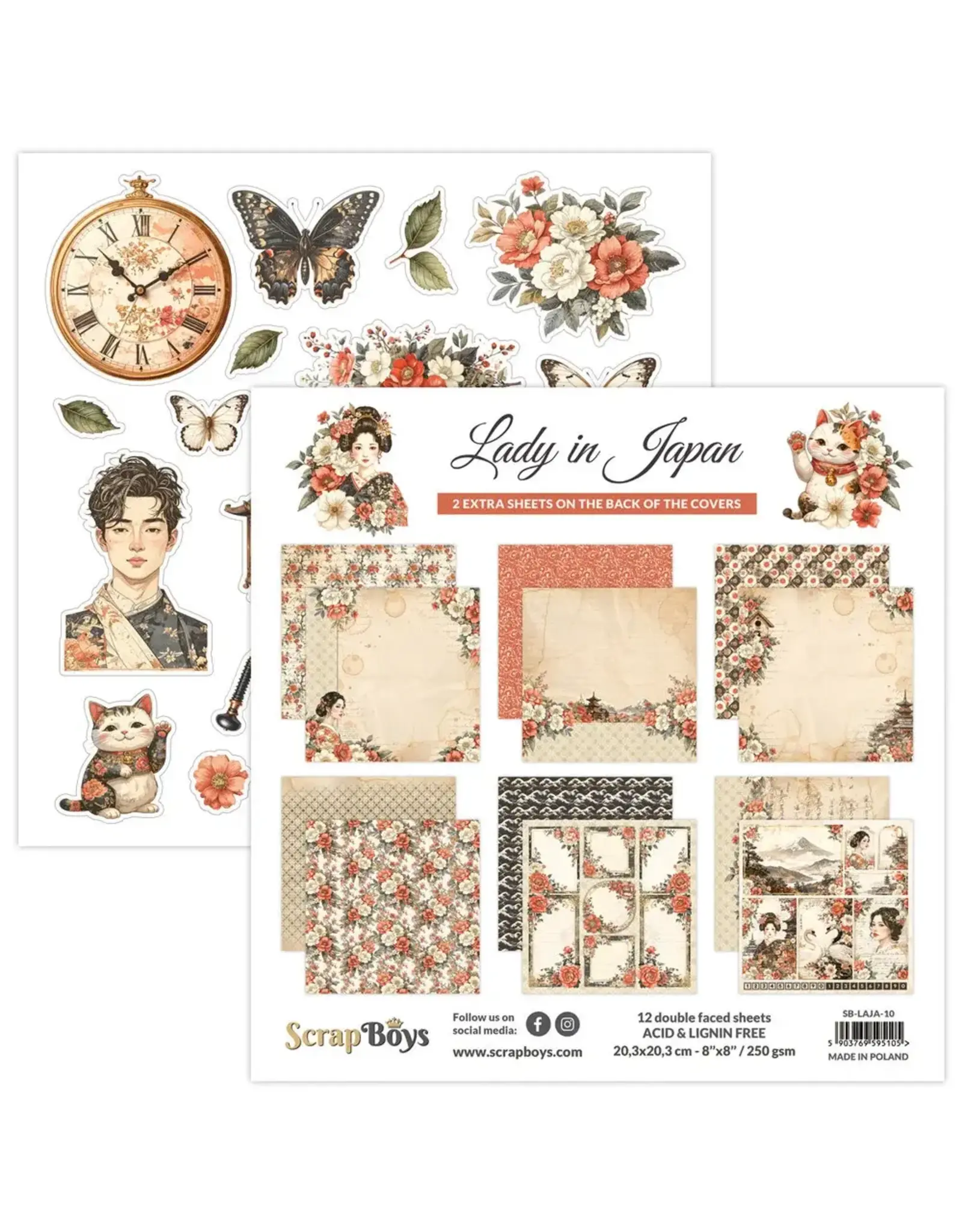 SCRAPBOYS SCRAPBOYS LADY IN JAPAN 8x8 PAPER PAD 12 SHEETS