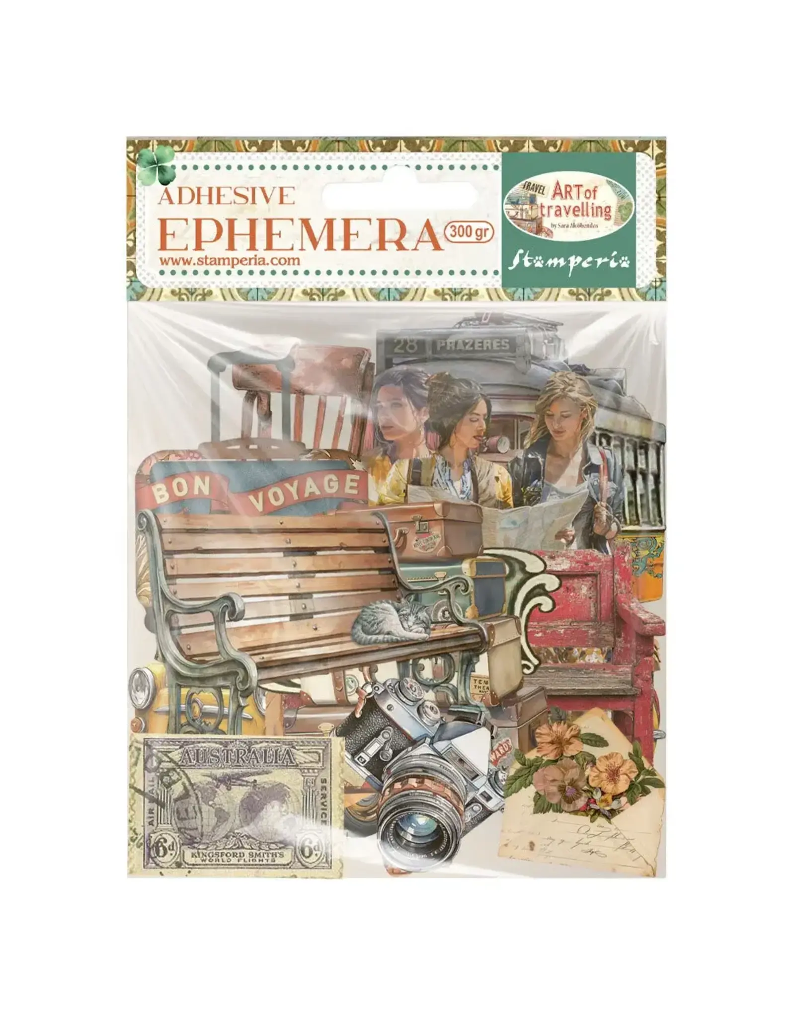 STAMPERIA STAMPERIA ART OF TRAVELLING EPHEMERA ADHESIVE PAPER CUT OUTS