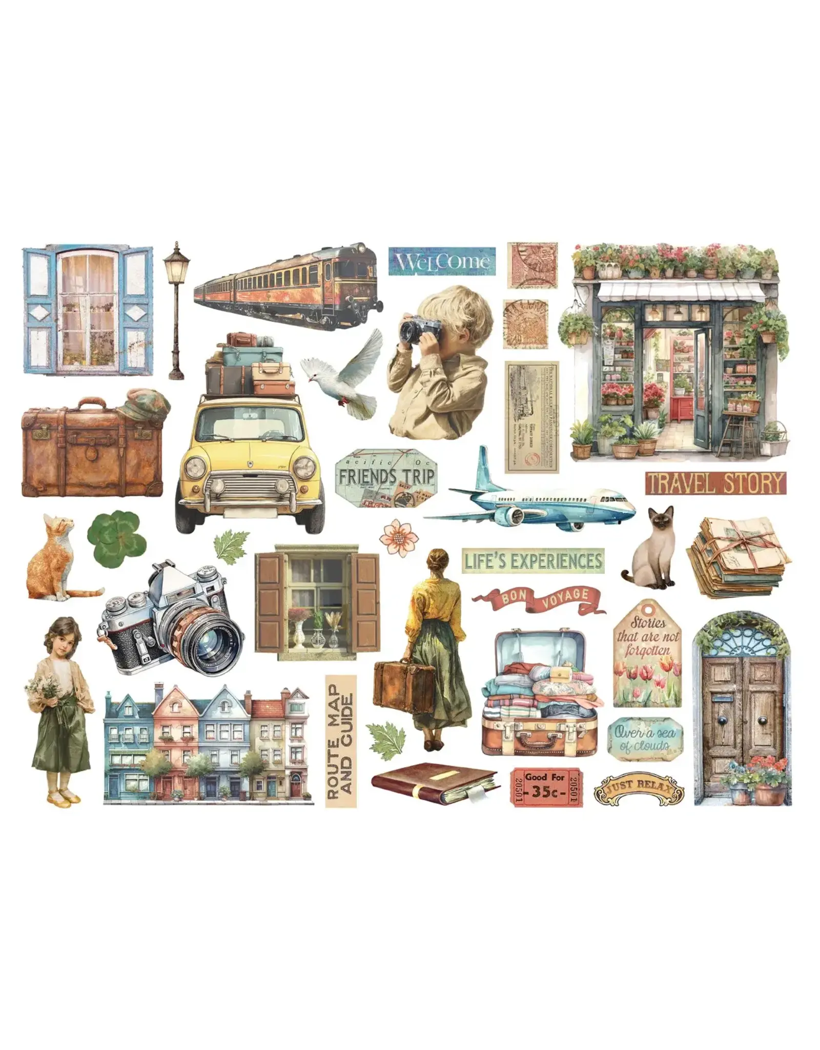 STAMPERIA STAMPERIA ART OF TRAVELLING CHIPBOARD DIE CUTS