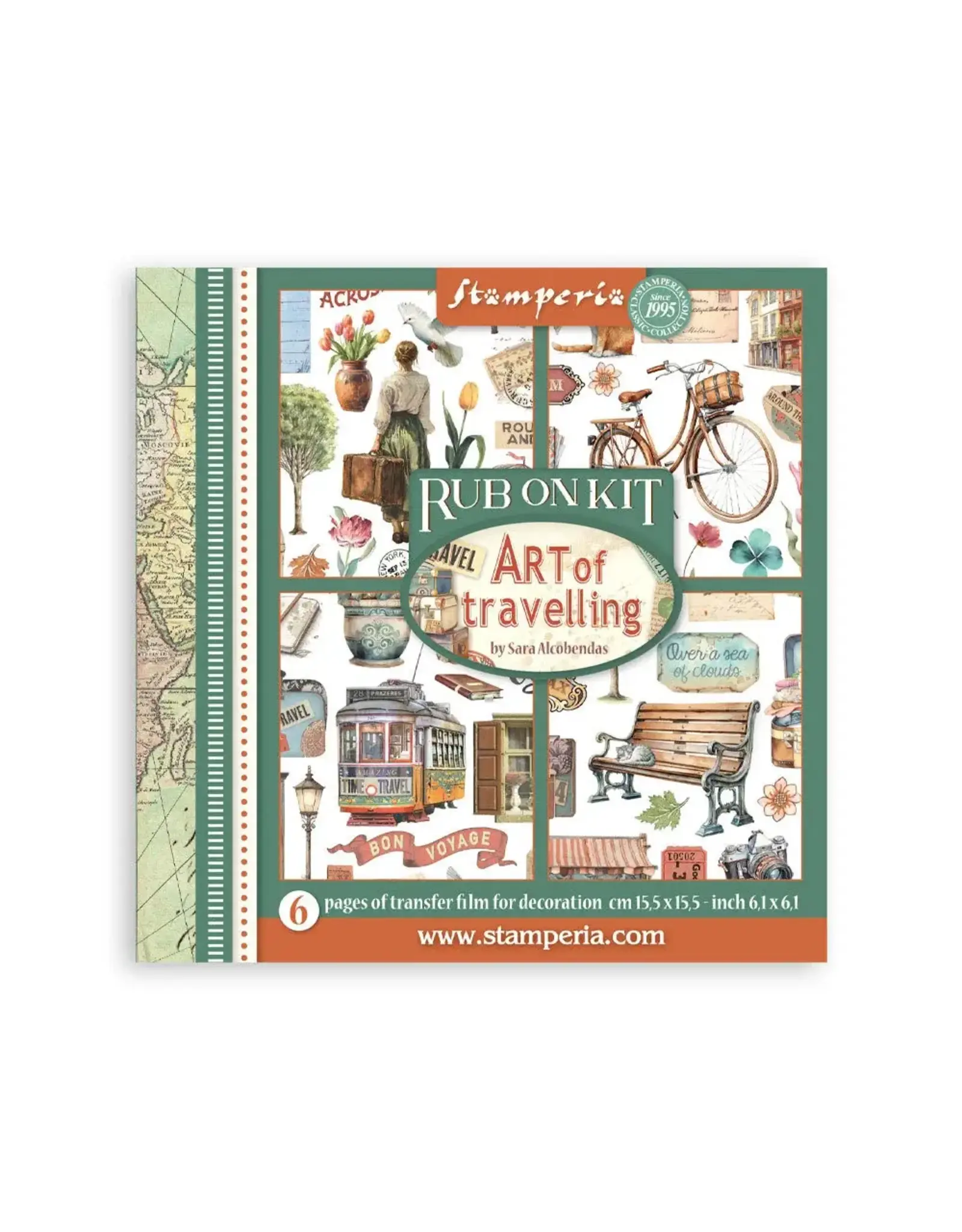 STAMPERIA STAMPERIA ART OF TRAVELLING ASSORTED RUB-ONS 6/PK