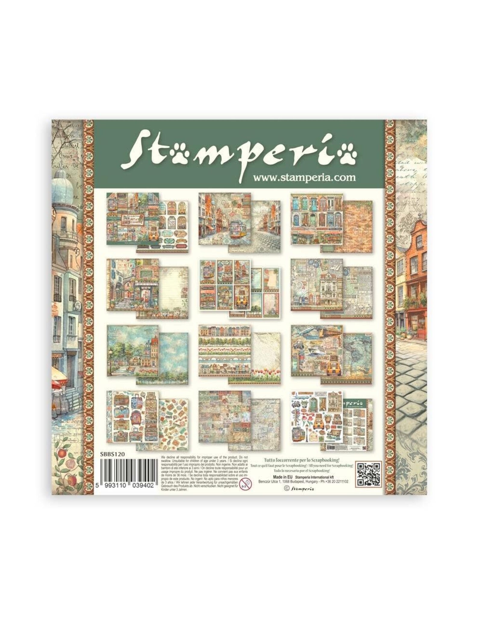 STAMPERIA STAMPERIA ART OF TRAVELLING 8x8 COLLECTION PACK 10 SHEETS