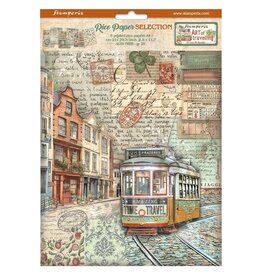 STAMPERIA STAMPERIA ART OF TRAVELLING ASSORTED A4 RICE PAPER 6/PK