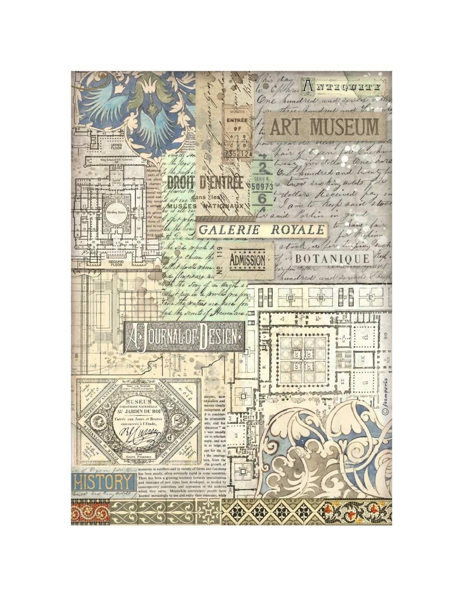 STAMPERIA STAMPERIA ART OF TRAVELLING ASSORTED A4 RICE PAPER 6/PK