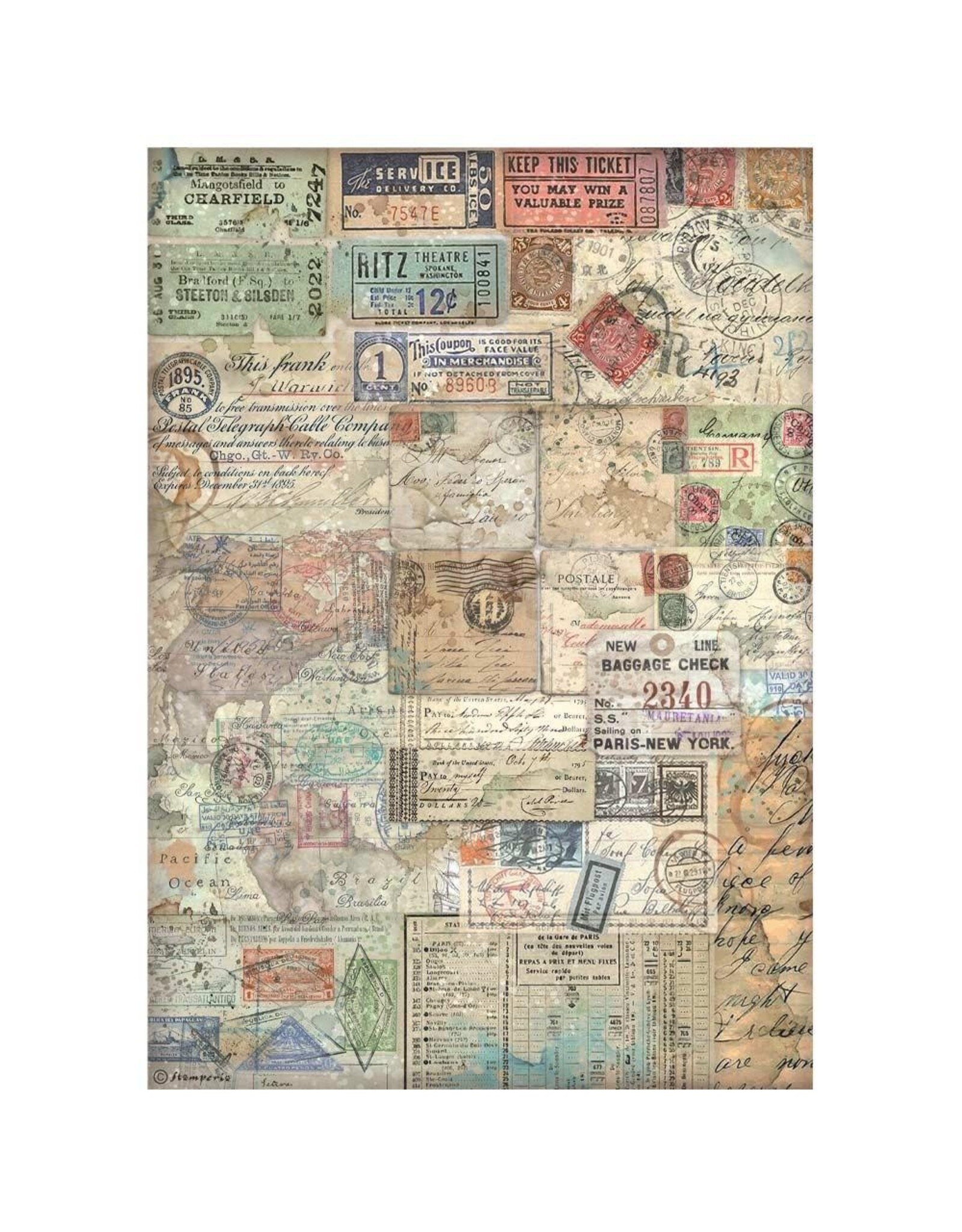 STAMPERIA STAMPERIA ART OF TRAVELLING ASSORTED A4 RICE PAPER 6/PK