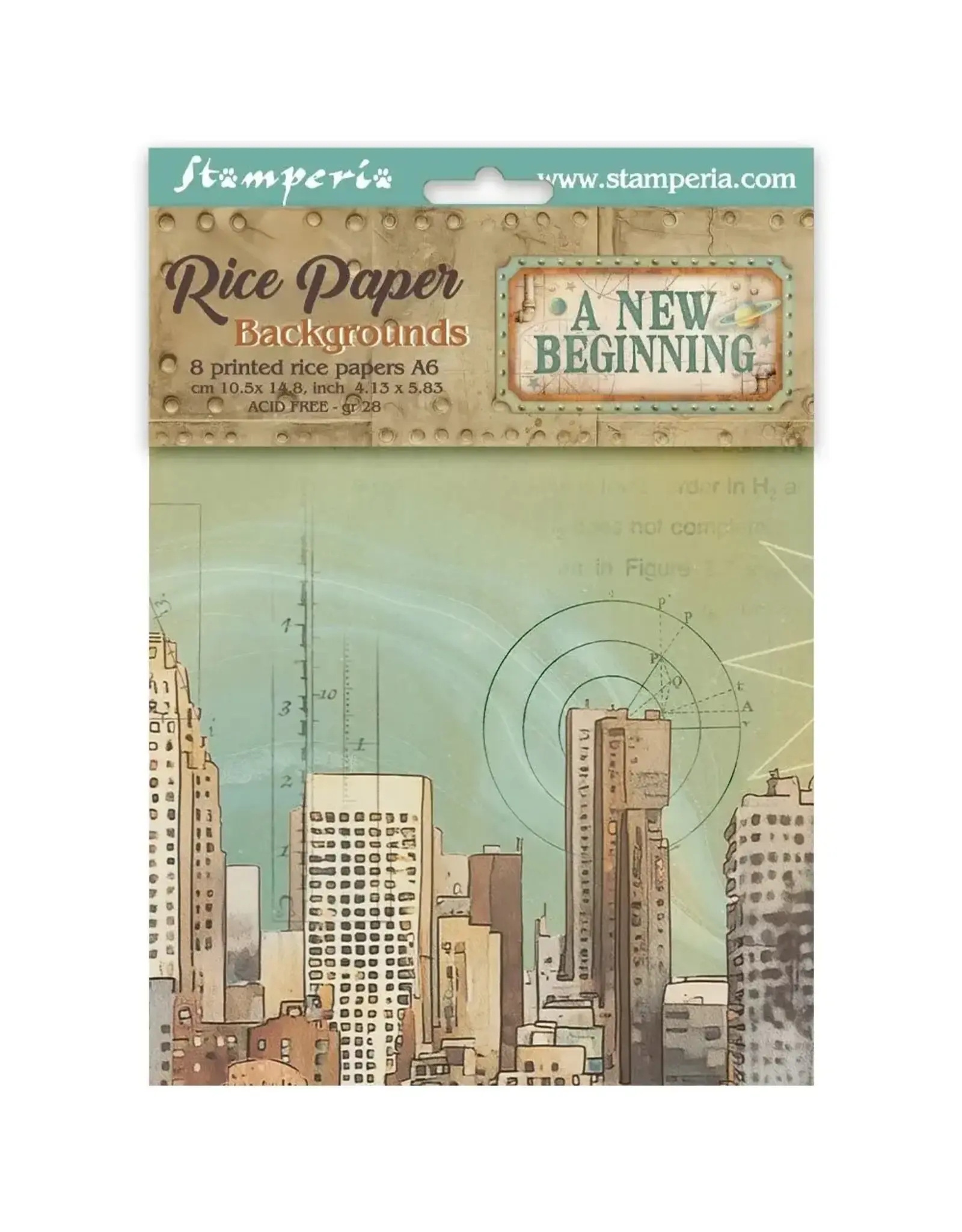 STAMPERIA STAMPERIA A NEW BEGINNING ASSORTED A6 RICE PAPER DECOUPAGE BACKGROUNDS 10.5X14.8CM 8/PK