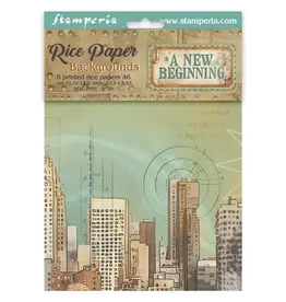 STAMPERIA STAMPERIA A NEW BEGINNING ASSORTED A6 RICE PAPER DECOUPAGE BACKGROUNDS 10.5X14.8CM 8/PK