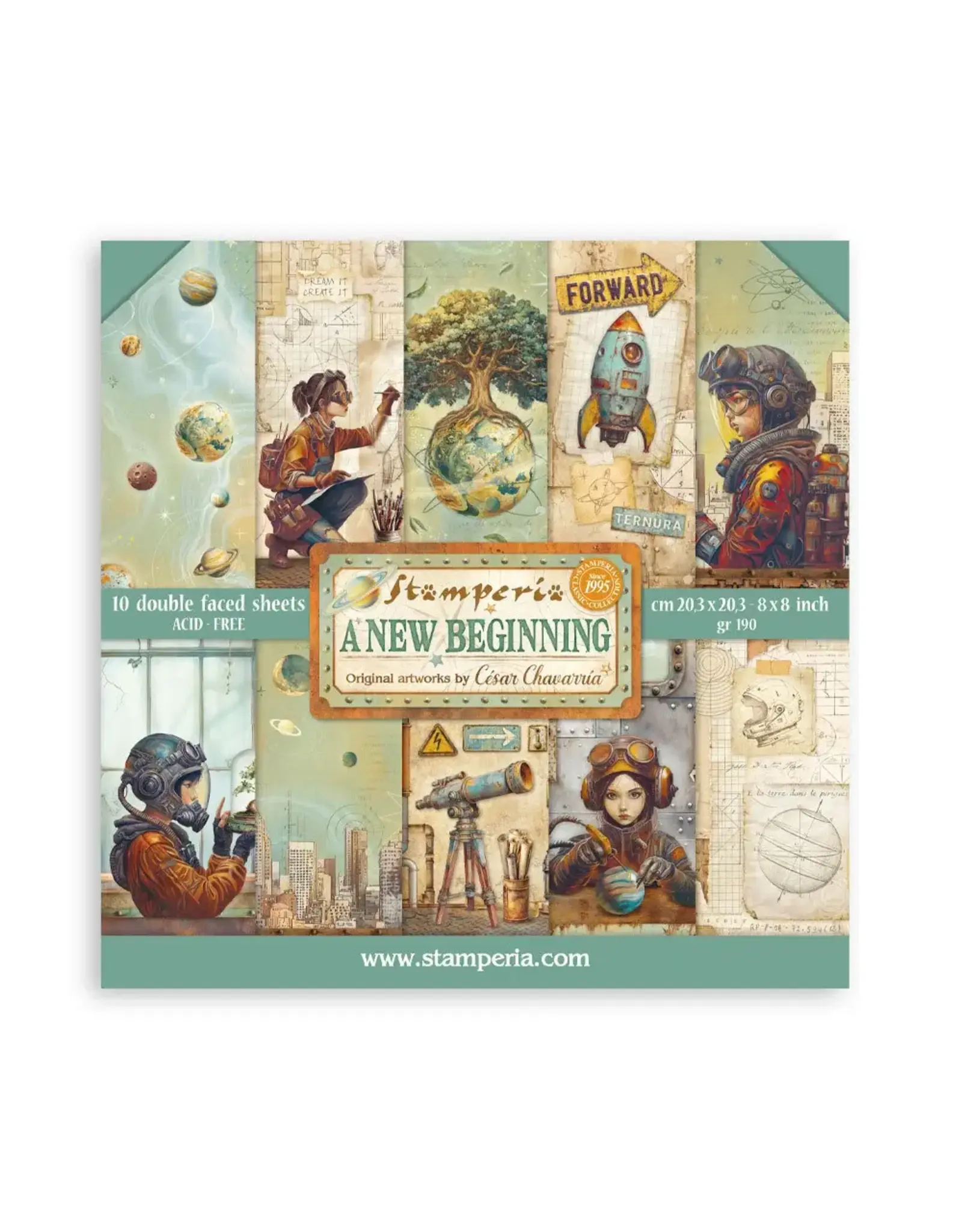 STAMPERIA STAMPERIA A NEW BEGINNING 8x8 PAPER PACK 10 SHEETS