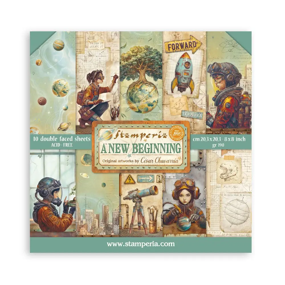 STAMPERIA STAMPERIA A NEW BEGINNING 8x8 PAPER PACK 10 SHEETS