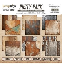 SCRAPBOYS SCRAPBOYS RUSTY PACK 8x8 PAPER PAD 12 SHEETS
