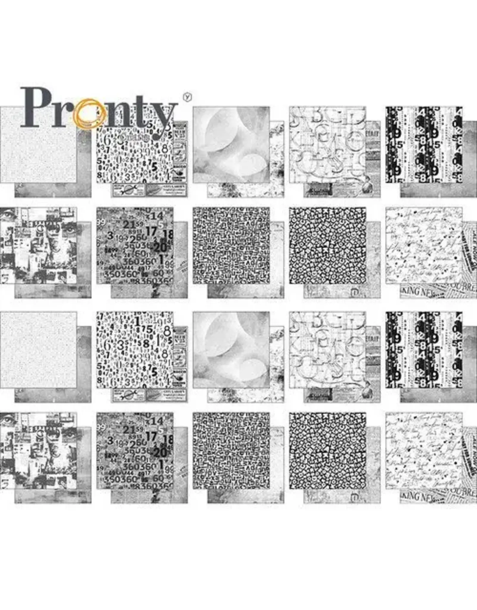 PRONTY CRAFTS PRONTY CRAFTS DESIGNER PAPER NUMBER AND LETTERS 8x8 PAPER PACK