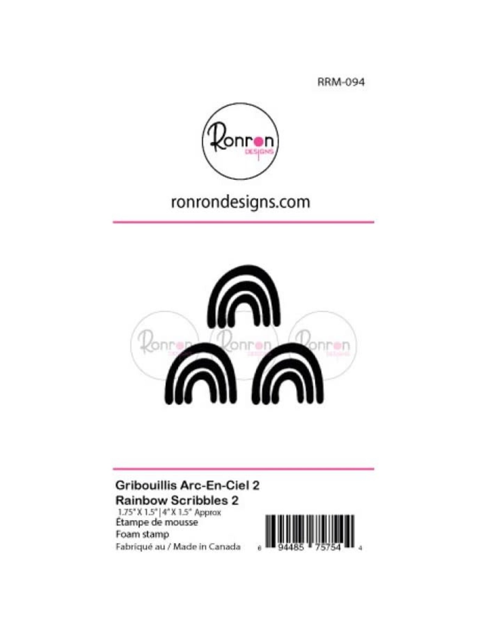 RONRON DESIGNS RONRON DESIGNS GRIBOUILLIS ARC-EN-CIEL 2 GRANDS FOAM STAMP SET